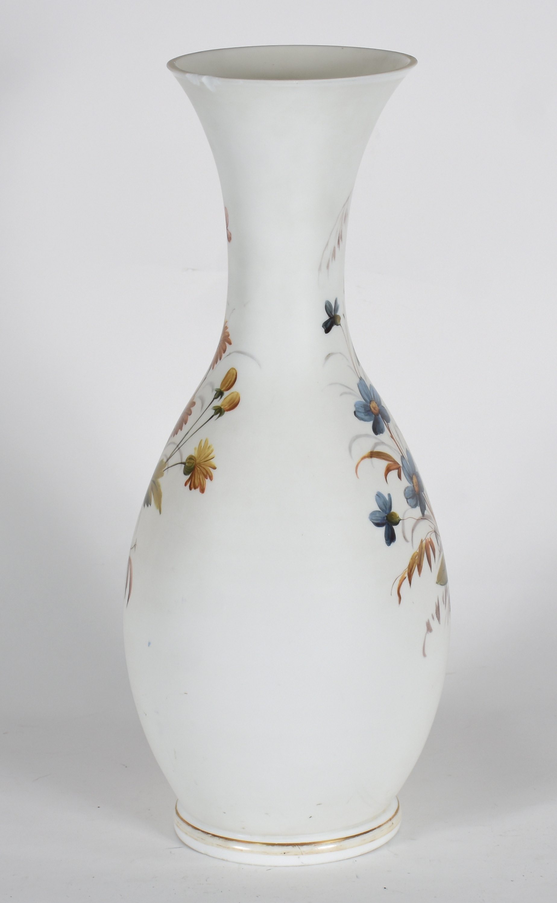 Grande vaso opalina com flores. (Borda com bicada). - foto 2 de 4