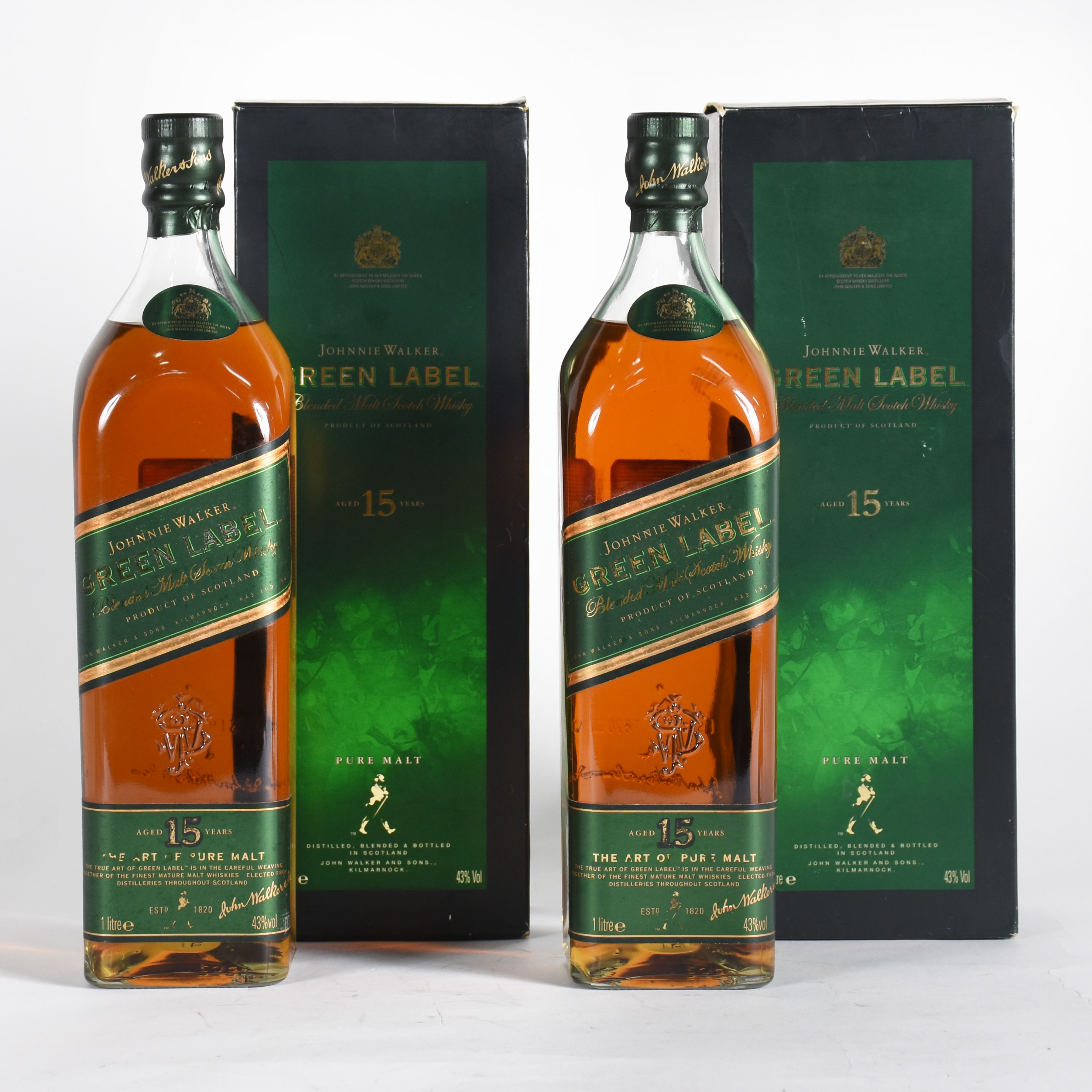 Duas garrafas de Whisky Jonnhie Walker, Green Label ,15 anos, na... - foto 1 de 2