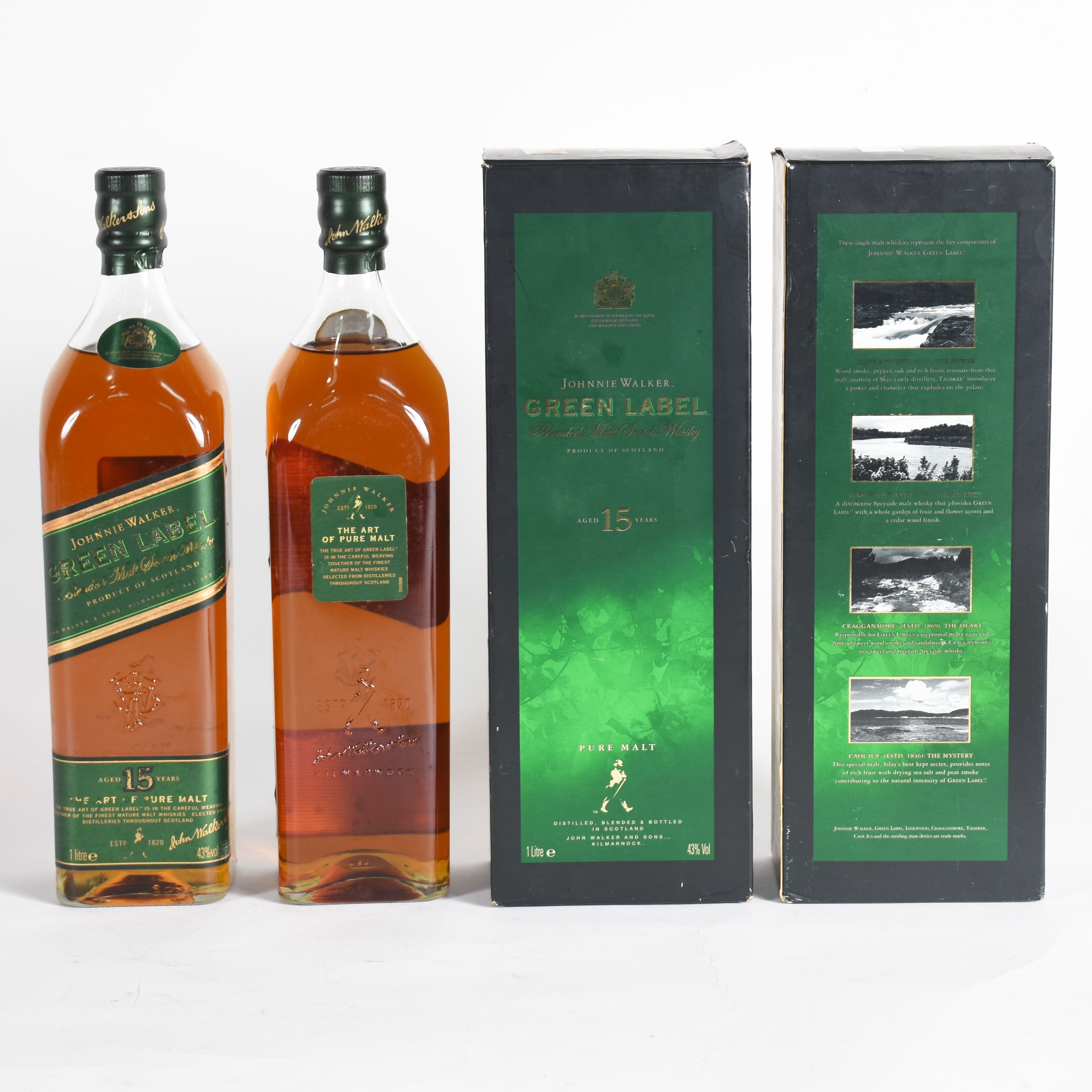 Duas garrafas de Whisky Jonnhie Walker, Green Label ,15 anos, na... - foto 2 de 2