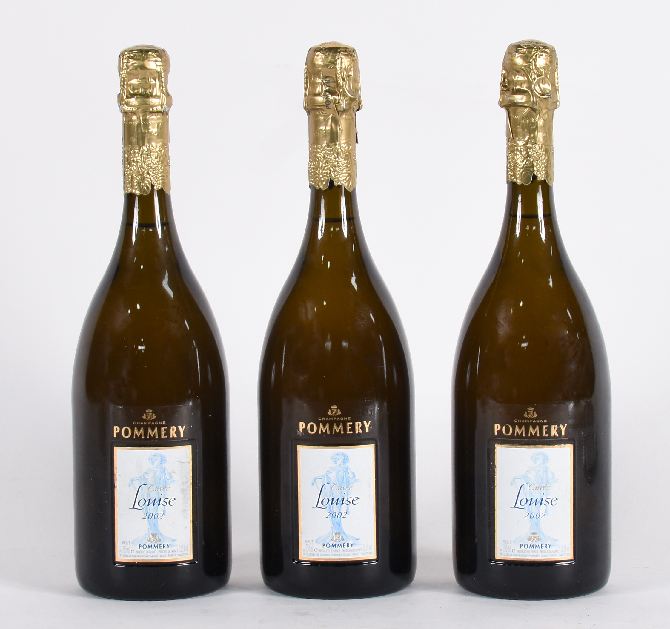 Tres garrafas de Champagne francesa Pommery, Cuvée Louise, Brut 2002 - foto 1 de 3