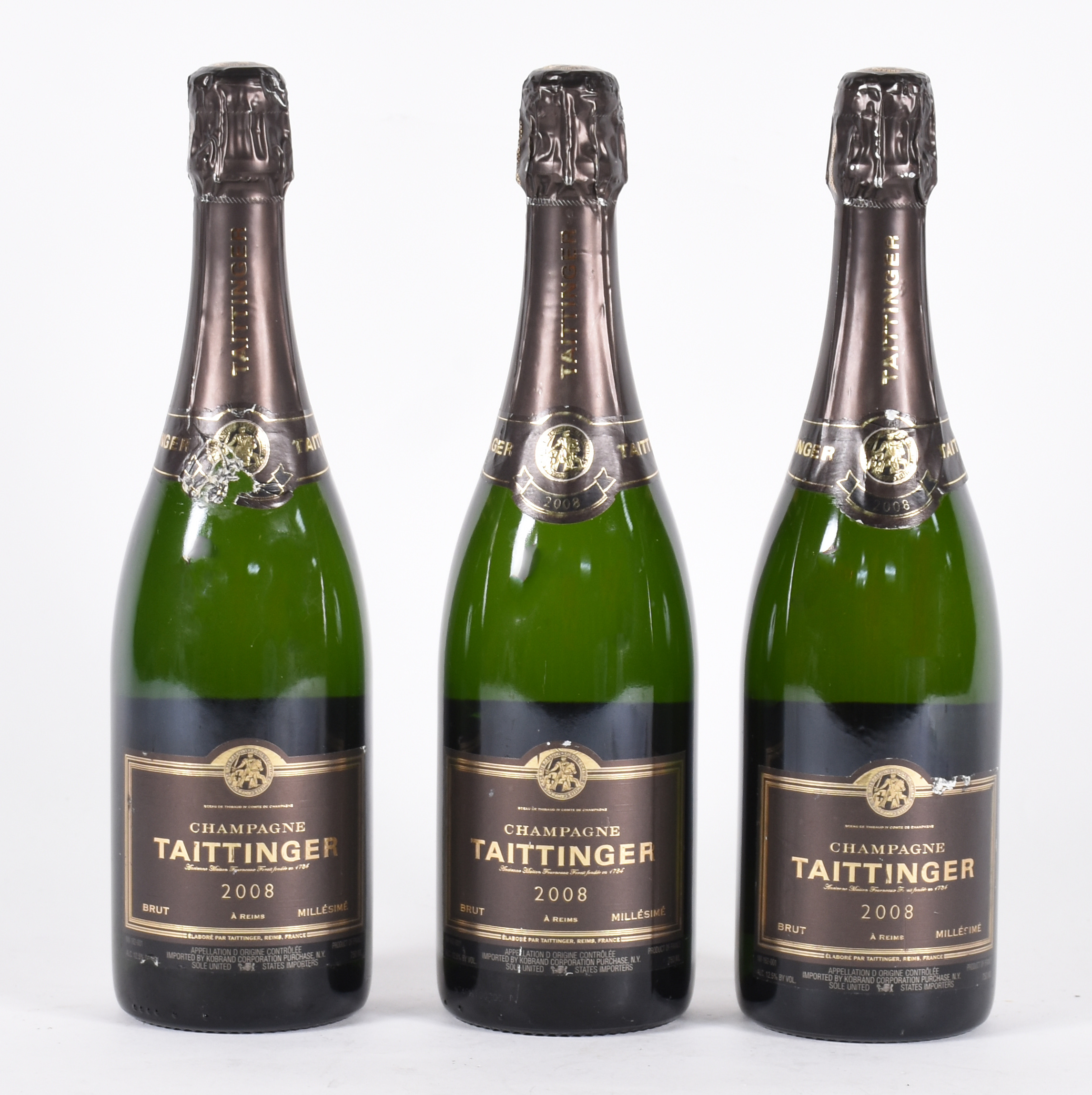 Tres garrafas de Champagne Taittinger Brut 2008, 750 ml. cada. - foto 1 de 2
