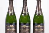 Tres garrafas de Champagne Taittinger Brut 2008... - Tres garrafas de Champagne Taittinger Brut 2008, 750 ml.cada