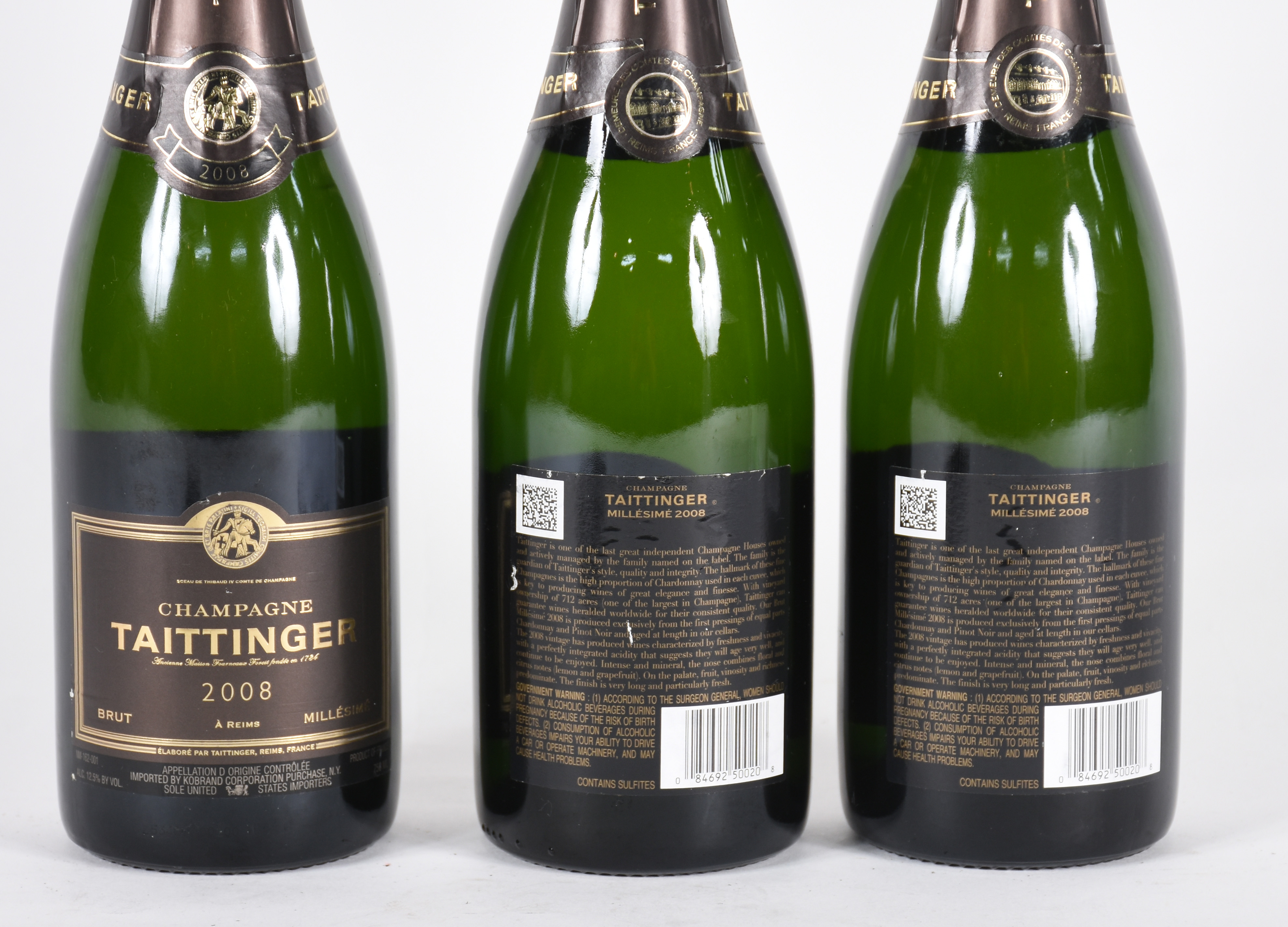 Tres garrafas de Champagne Taittinger Brut 2008, 750 ml.cada - foto 2 de 2