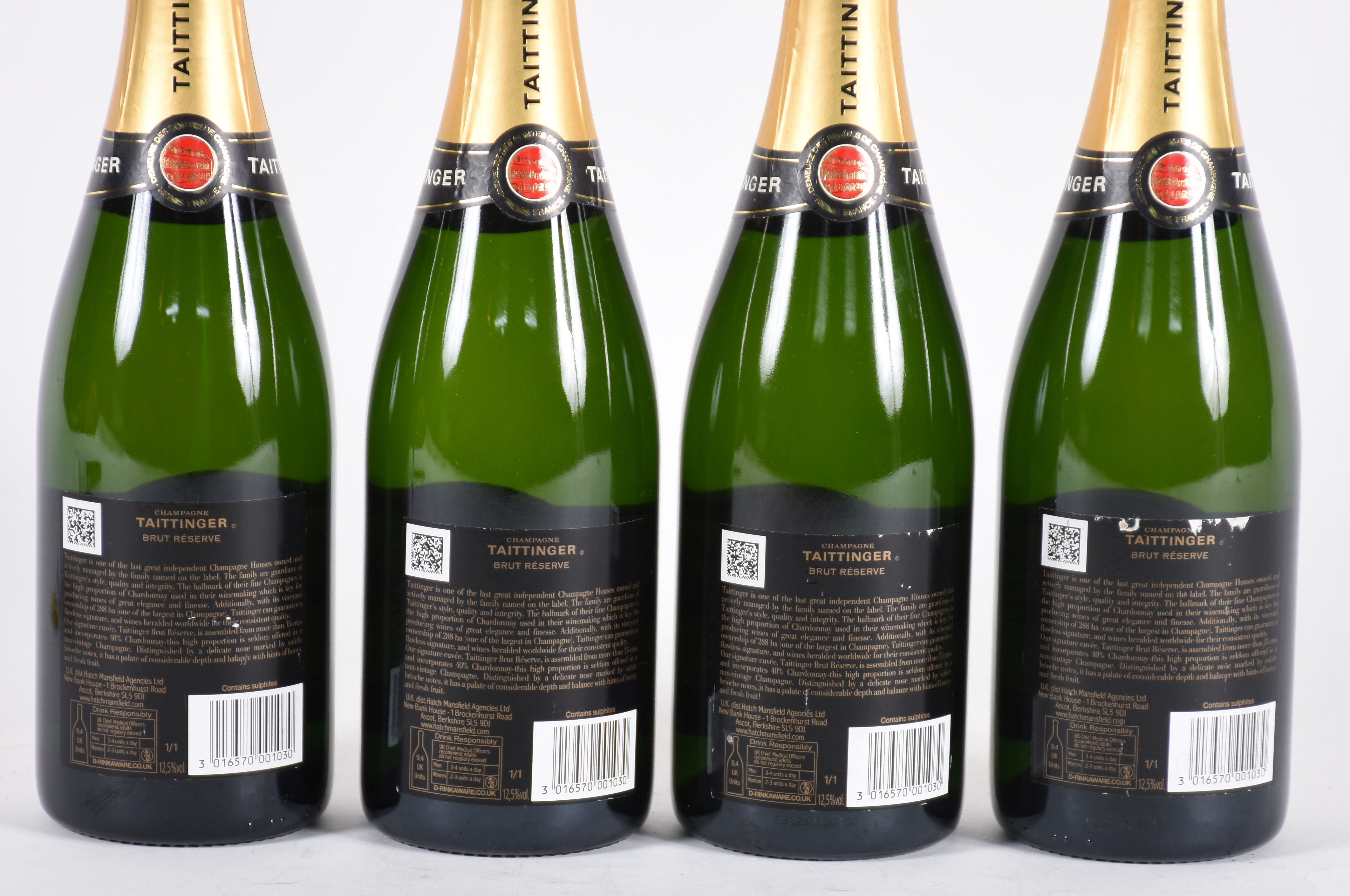 Quatro garrafas de Champagne Taittinger Brut Reserve, 750 ml. cada. - foto 2 de 2