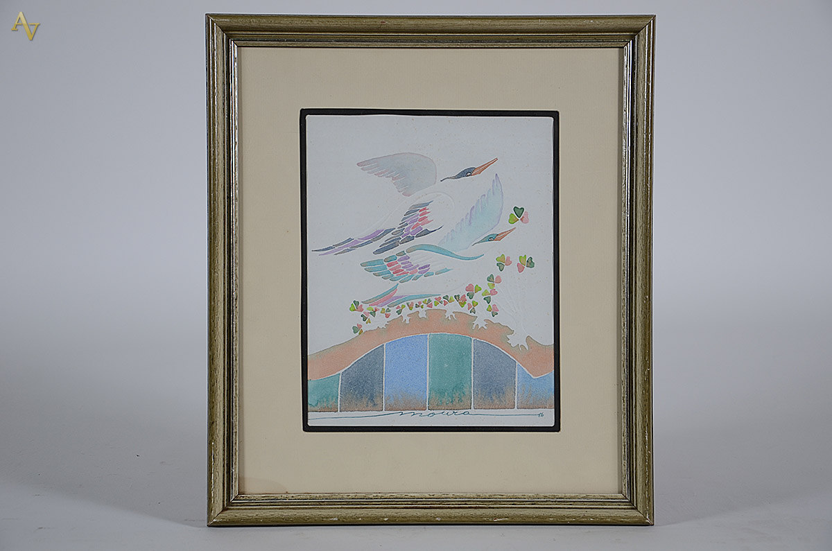 MOURA - Pássaros - téc. mista - 27 x 22 - 1986