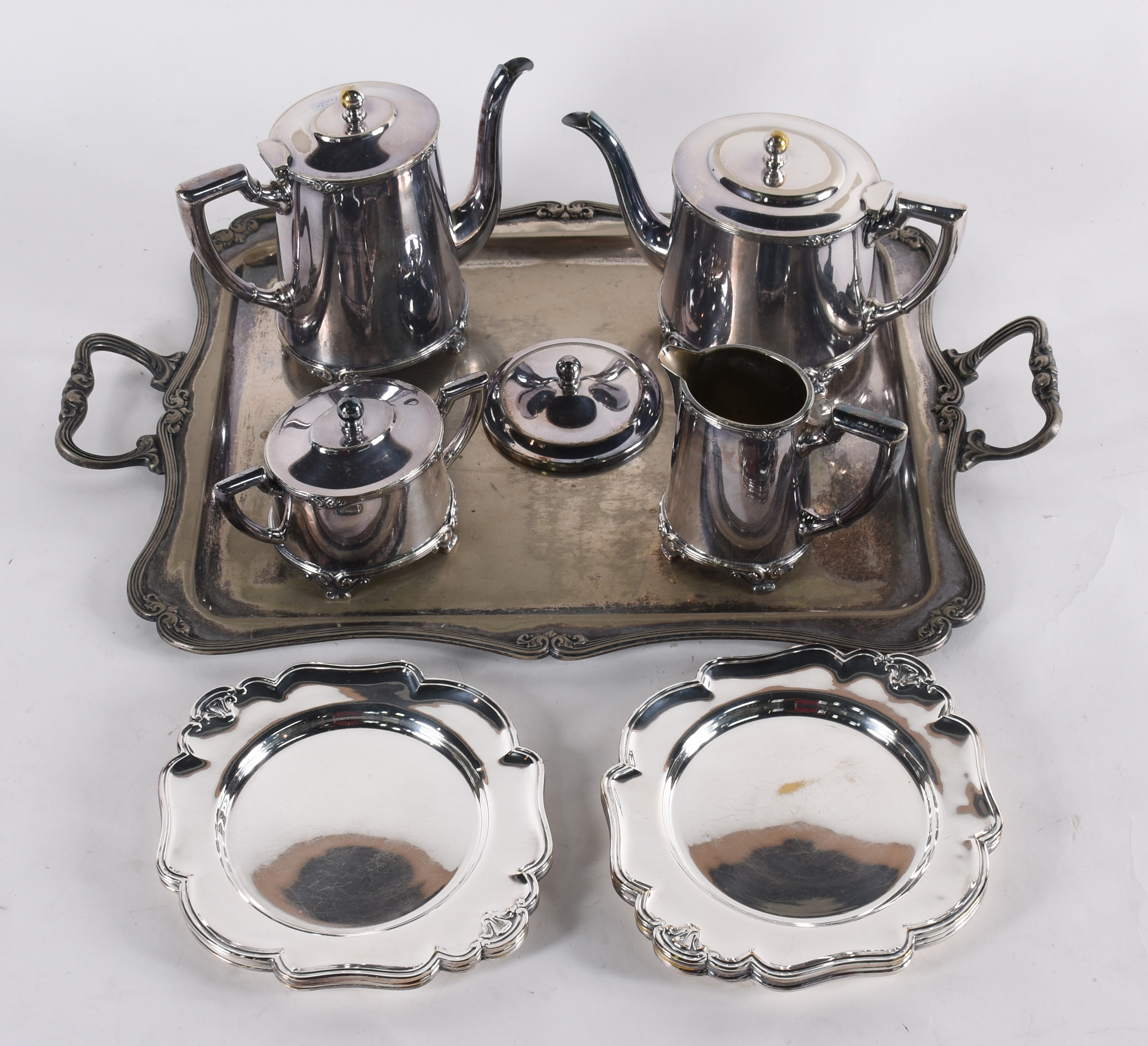 Baixela para chá e café de metal com 6 peças (faltando o vidro da... - foto 1 de 4