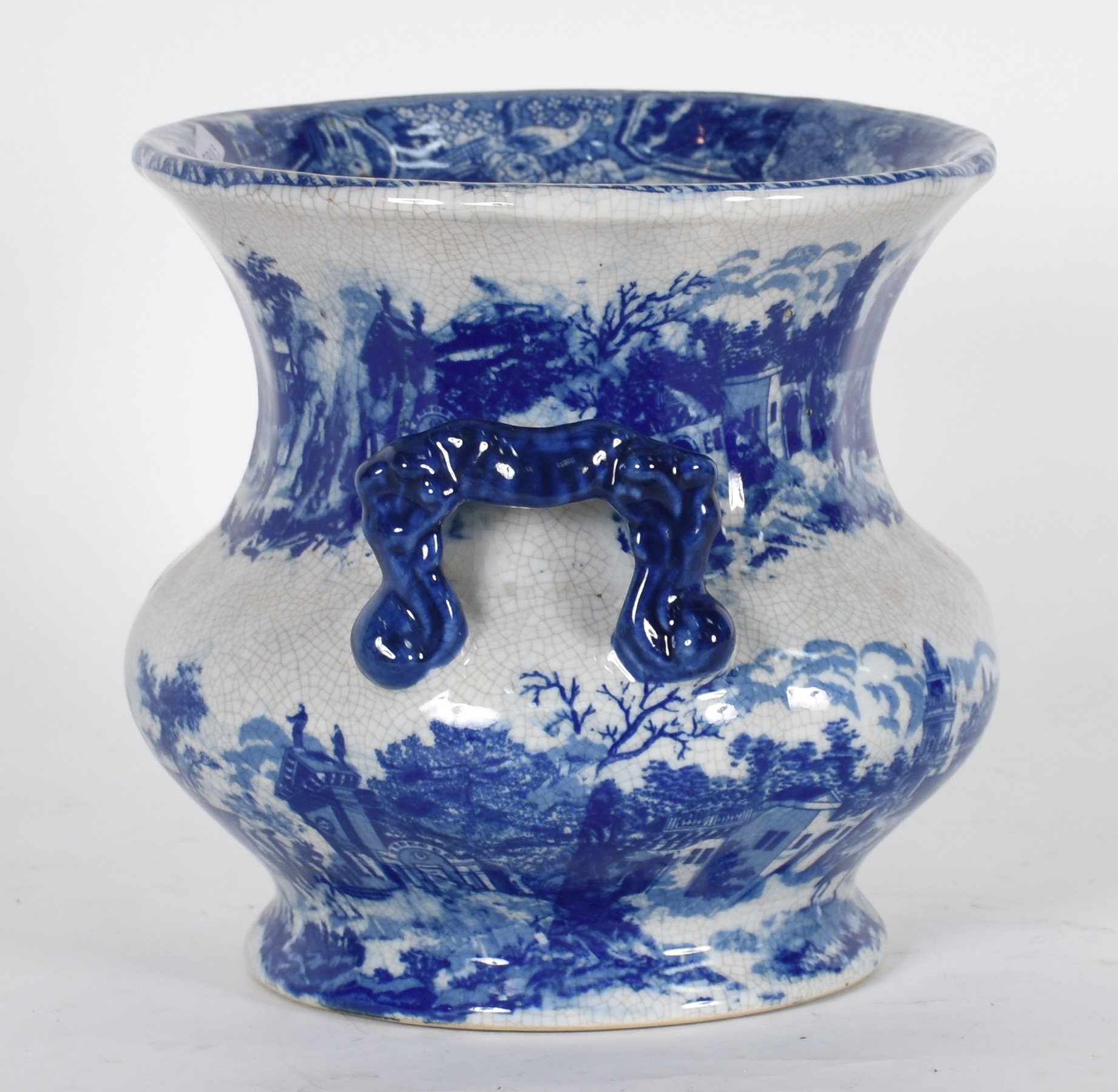 Cachepot de porcelana oriental azul e branca. - foto 3 de 4
