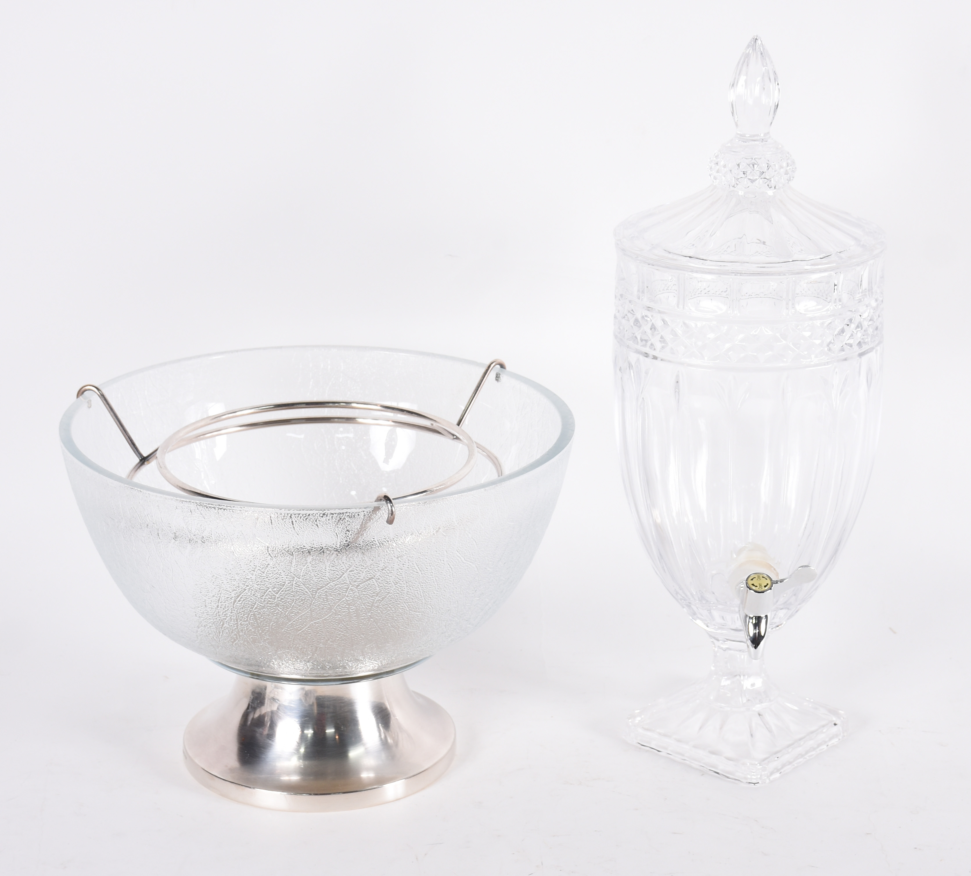 Champanheira com base de metal e refresqueira de cristal. - foto 1 de 4