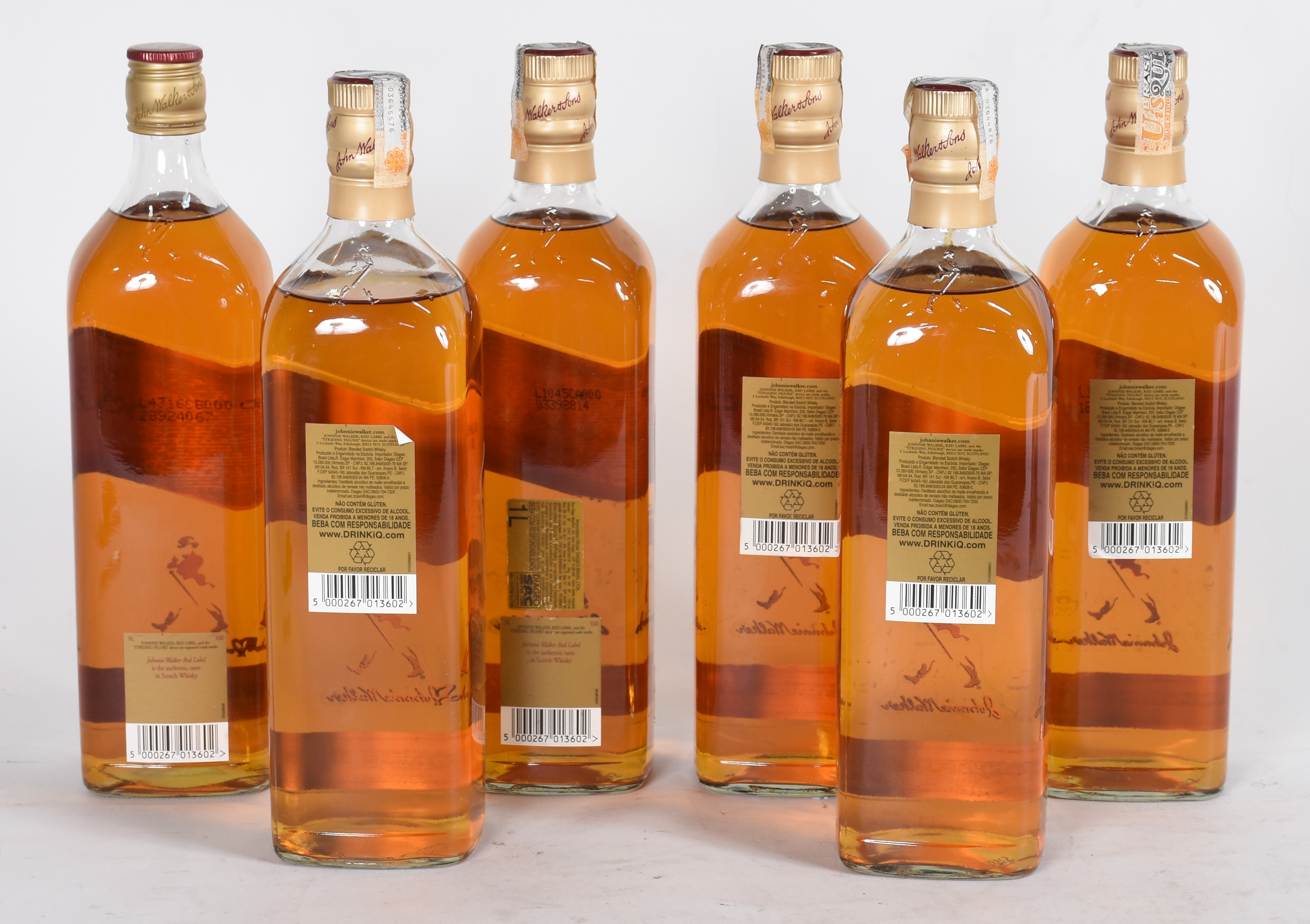 Seis garrafas de Whisky Red Label Johnnie Walker, 8 anos. 1 litro... - foto 2 de 2