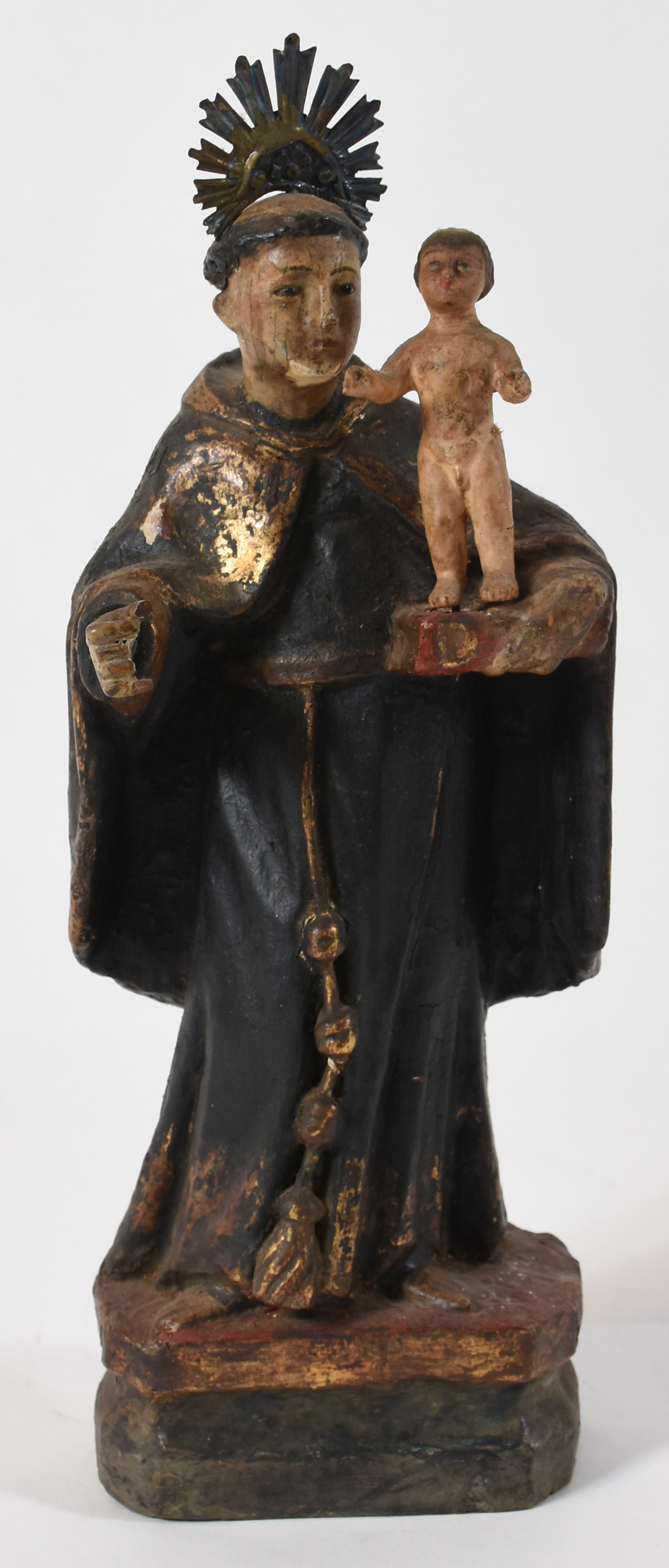 Santo Antonio com menino - Antiga imagem de madeira policromada. - foto 1 de 4