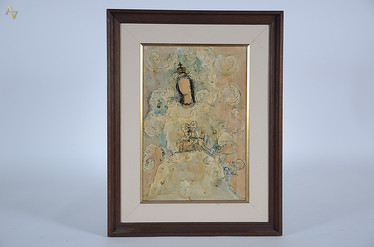 NELLY FRADE (1913 / 1988) - Nossa Senhora - téc. mista 48 x 33 - Obs...