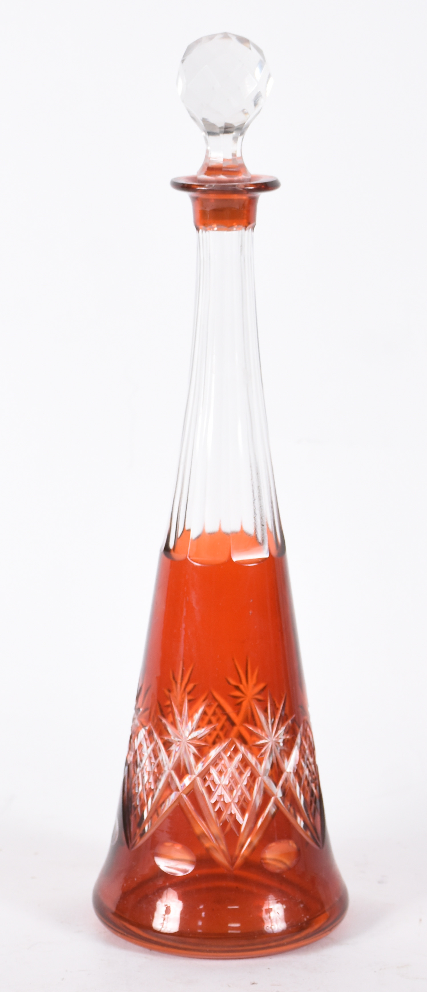 Garrafa de cristal doublé laranja lapidada. - foto 1 de 3