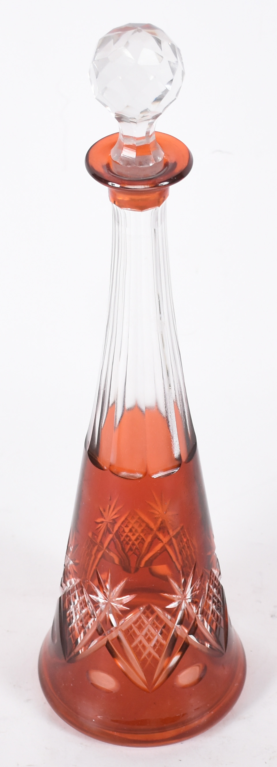 Garrafa de cristal doublé laranja lapidada. - foto 2 de 3