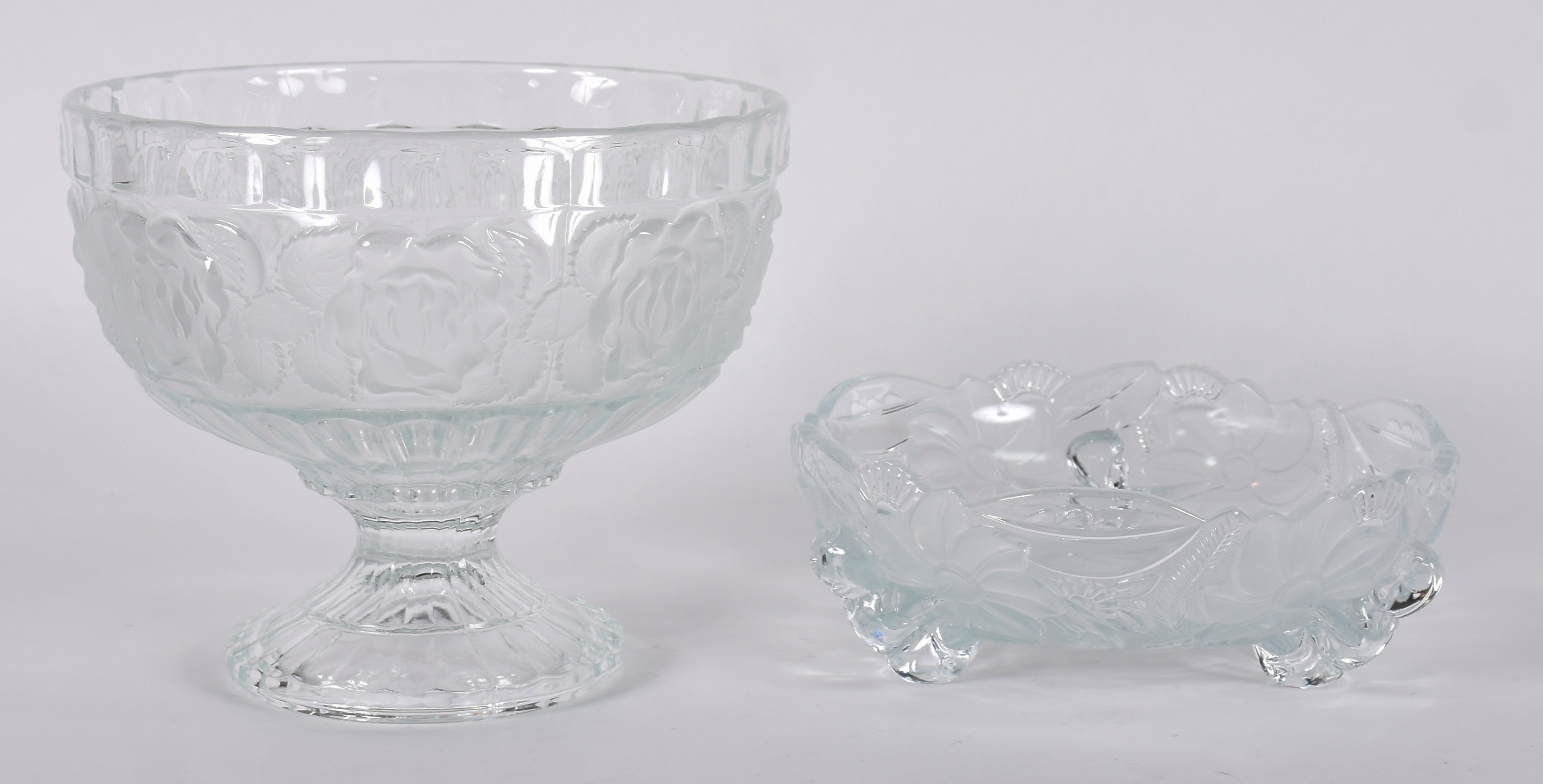 Duas fruteiras em demi cristal com flores em relevo. - foto 3 de 5