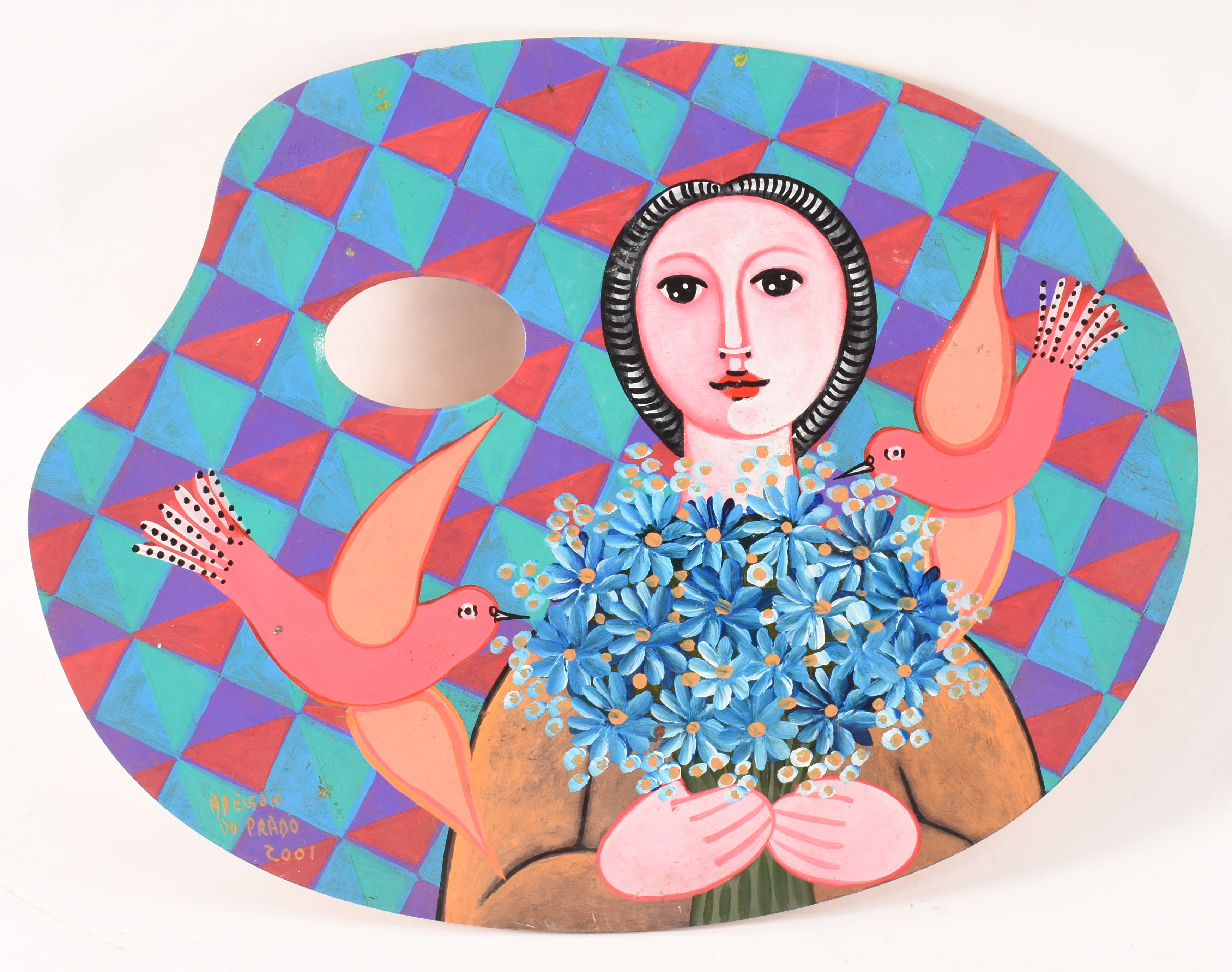 Adelson do Prado (1944-2013), Figura com pássaros e flores - foto 1 de 3