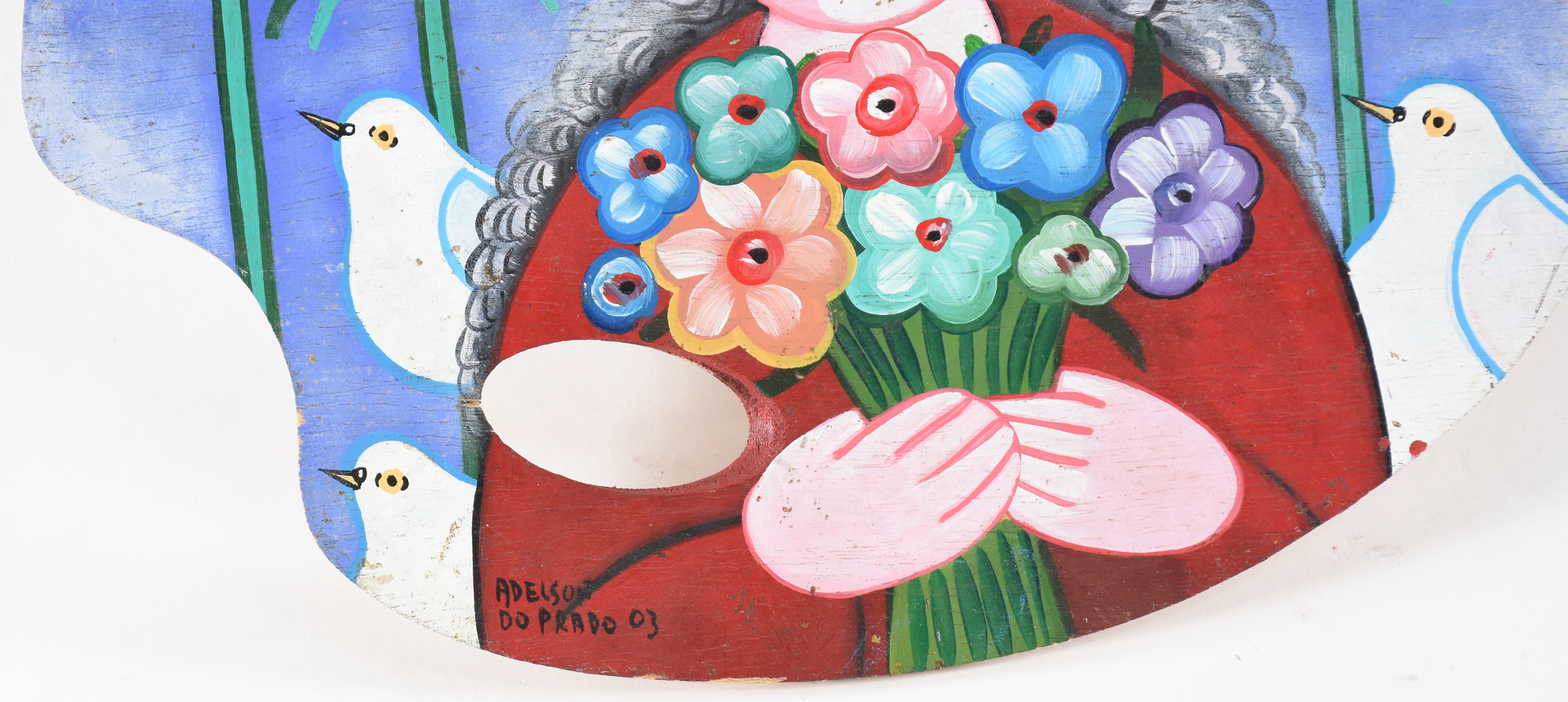 Adelson do Prado (1944-2013), Figura com flores e pássaros - foto 2 de 3