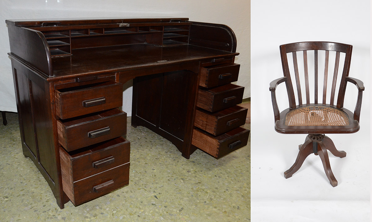 Mesa para escritório de madeira nobre, tampo feitio esteirinha... - foto 1 de 2