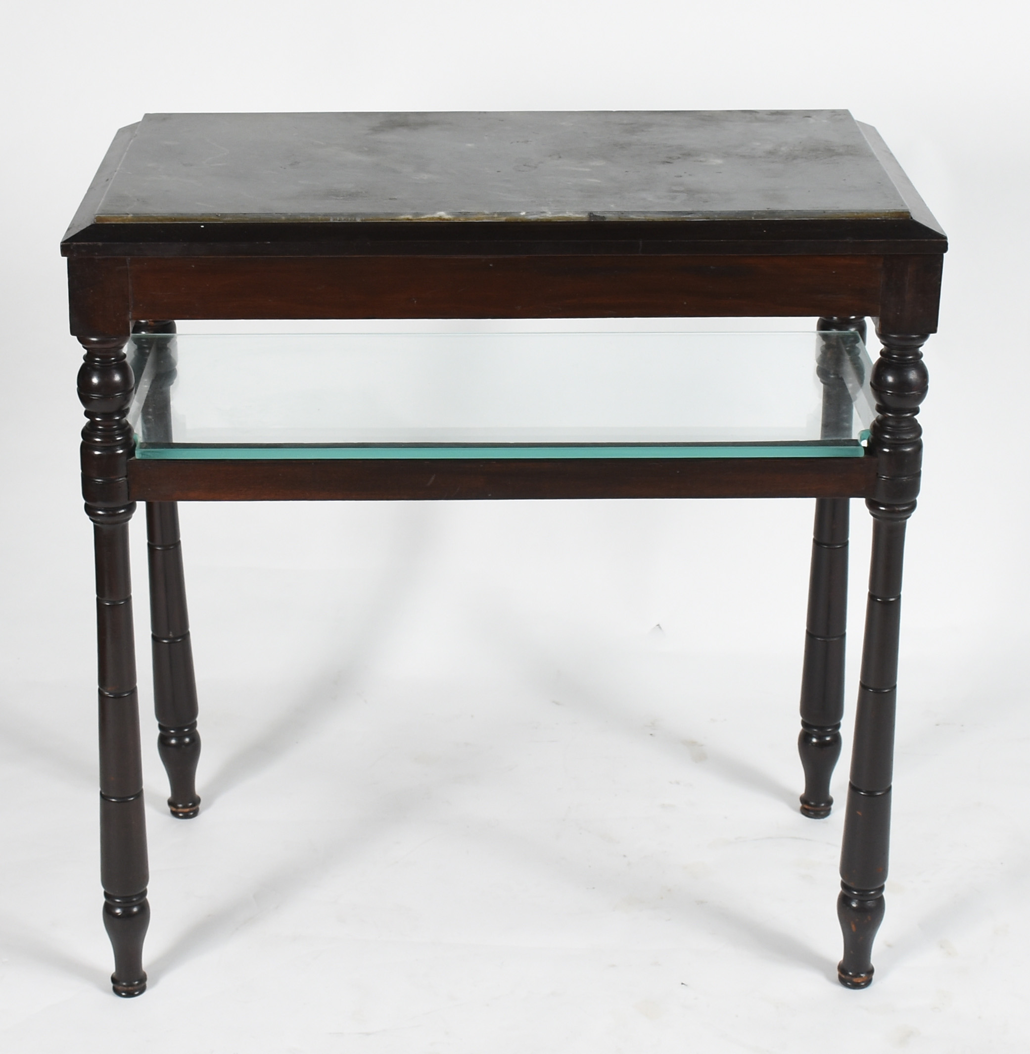 Mesa aparador de madeira nobre com tampo de mármore e prateleira... - foto 1 de 4