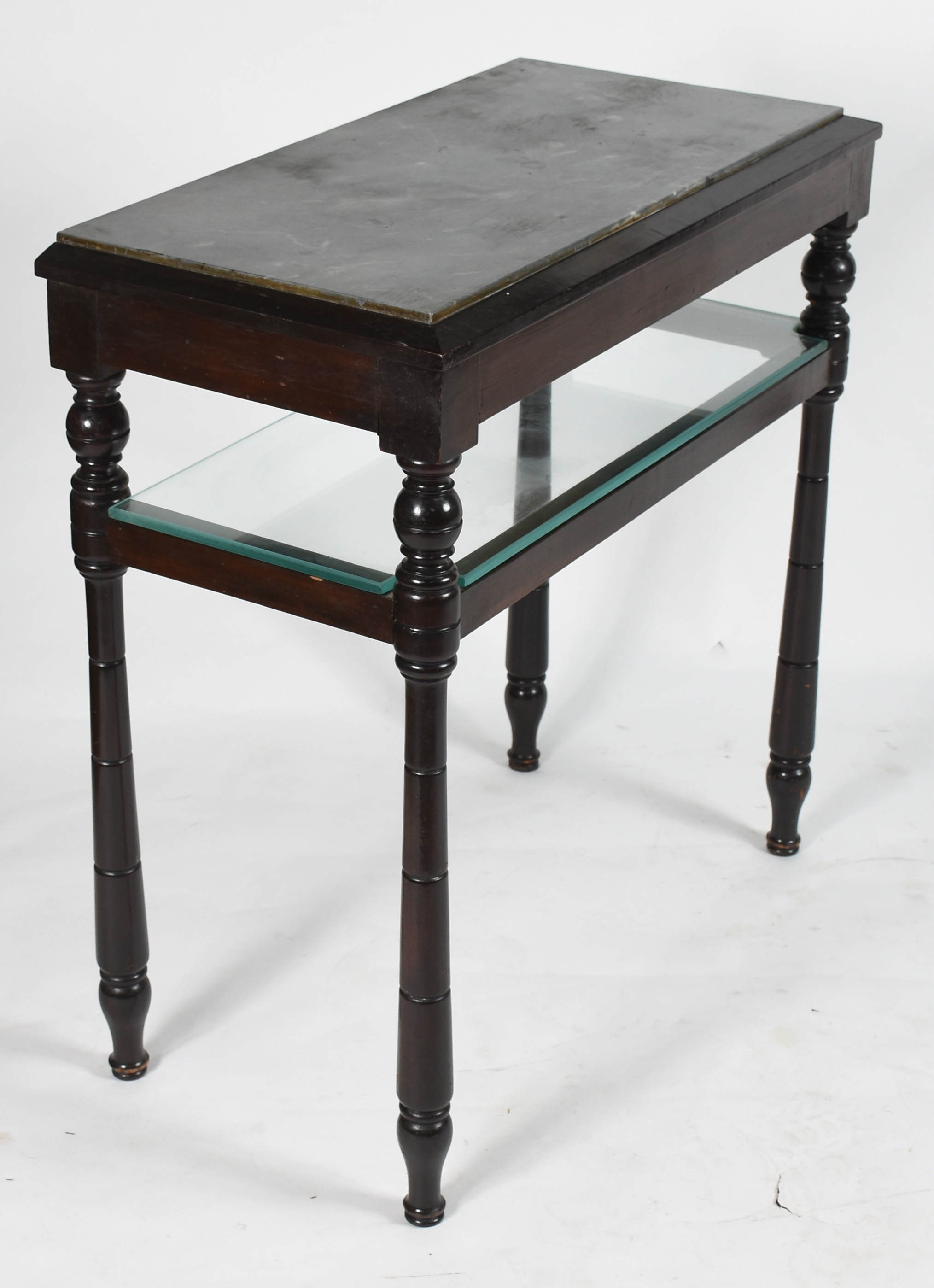 Mesa aparador de madeira nobre com tampo de mármore e prateleira... - foto 2 de 4