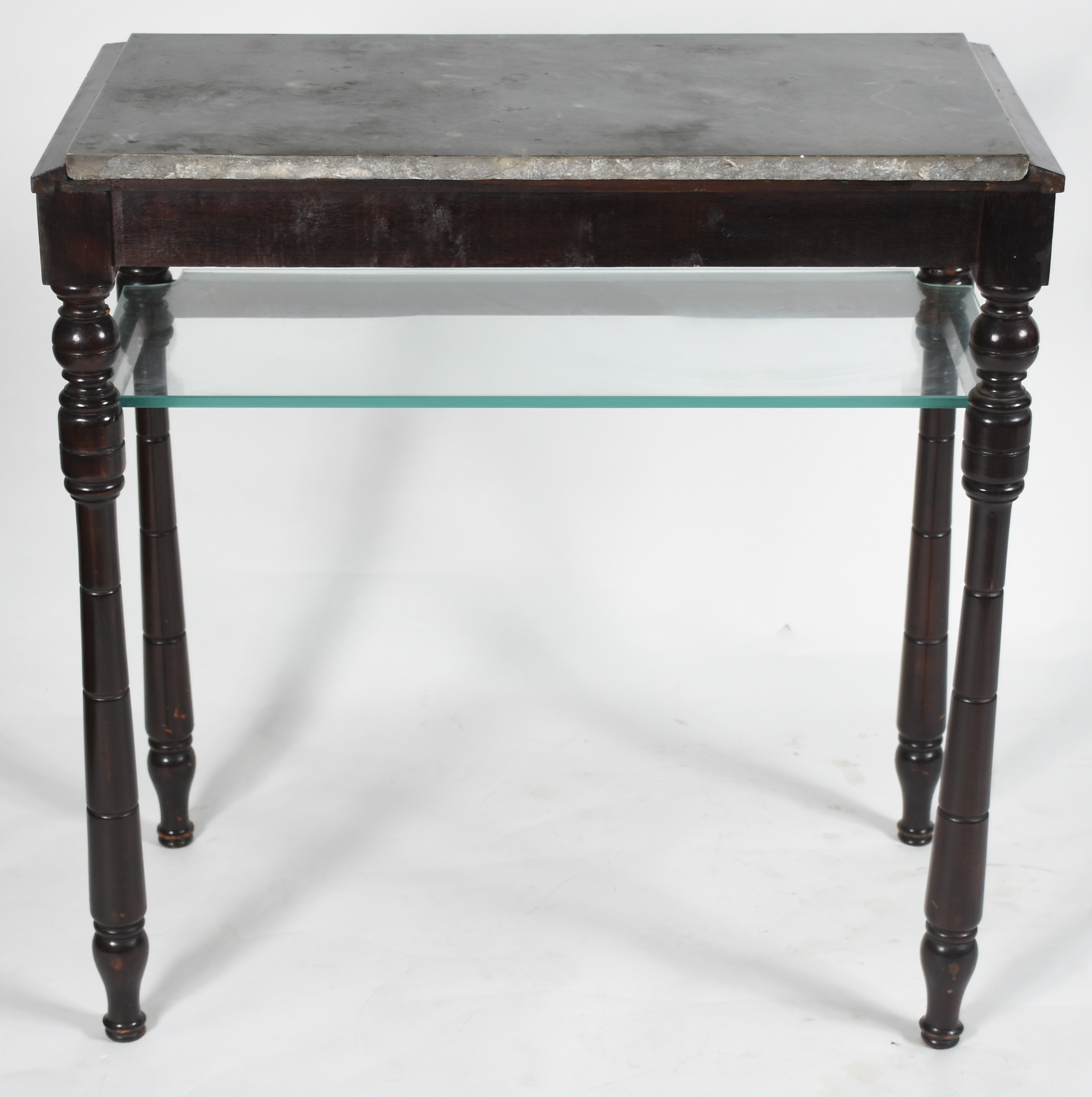 Mesa aparador de madeira nobre com tampo de mármore e prateleira... - foto 3 de 4