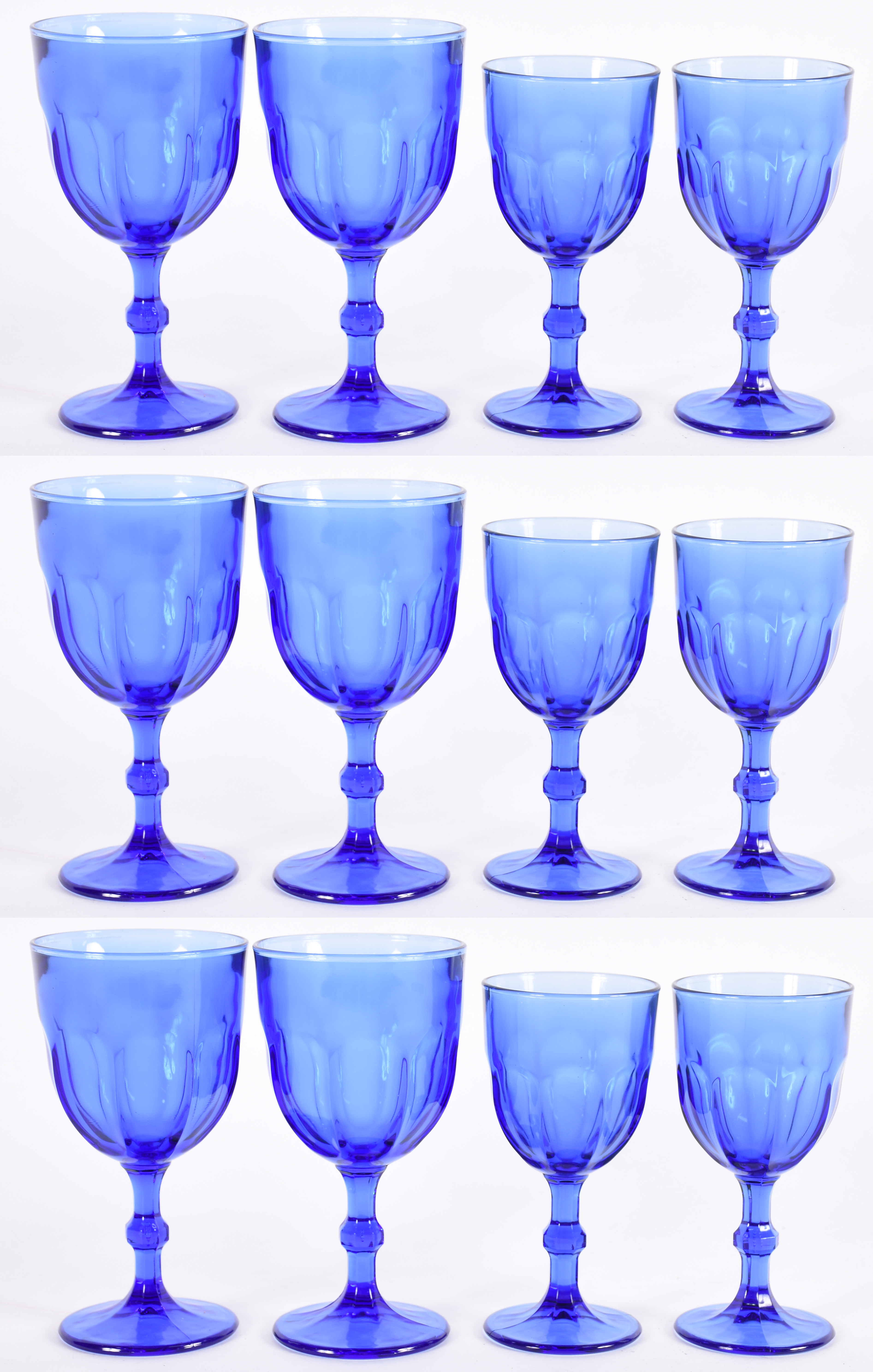 Conjunto de copos de vidro azul, sendo 12 para água e 11 para vinho... - foto 1 de 2