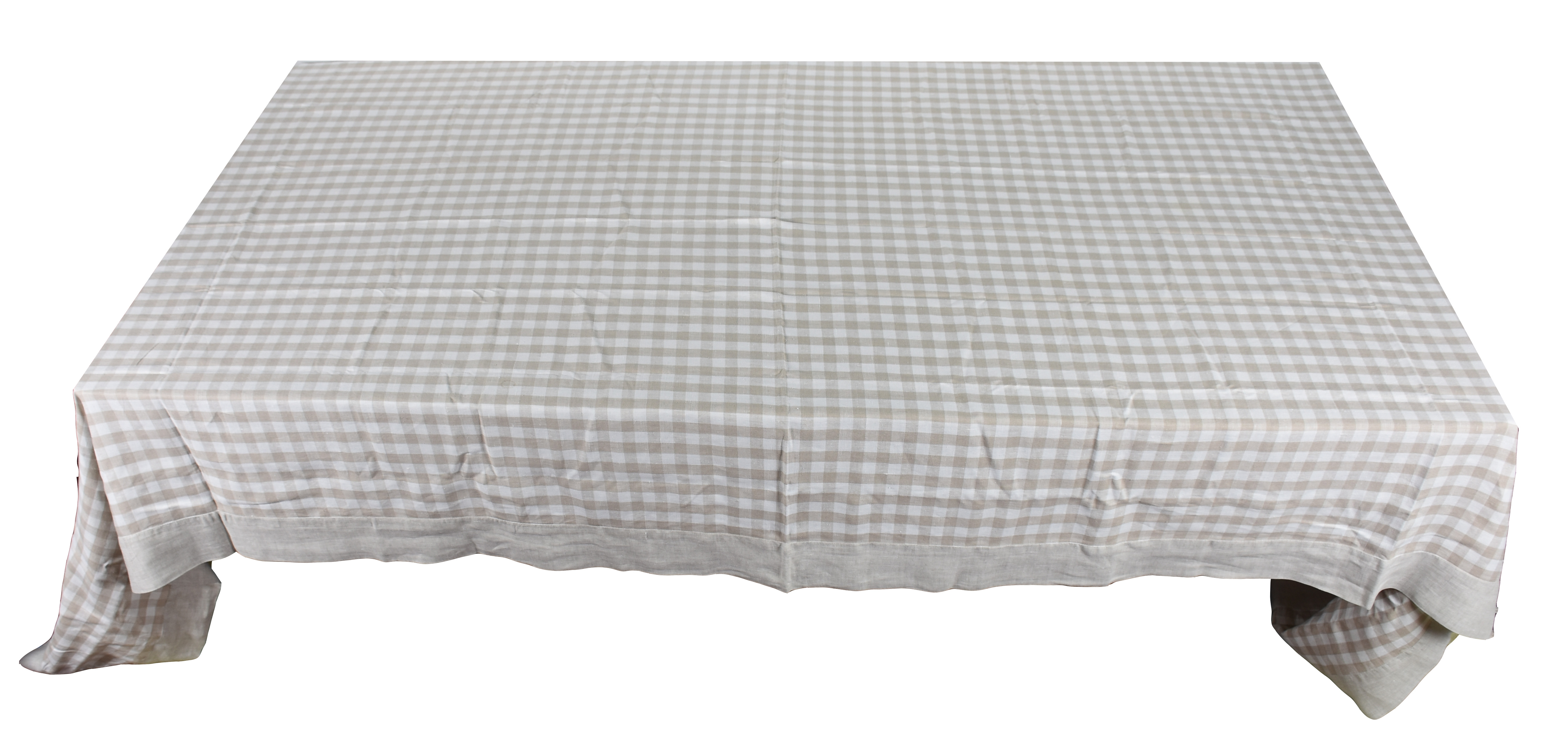 Toalha de mesa de linho bege xadrez - foto 1 de 2