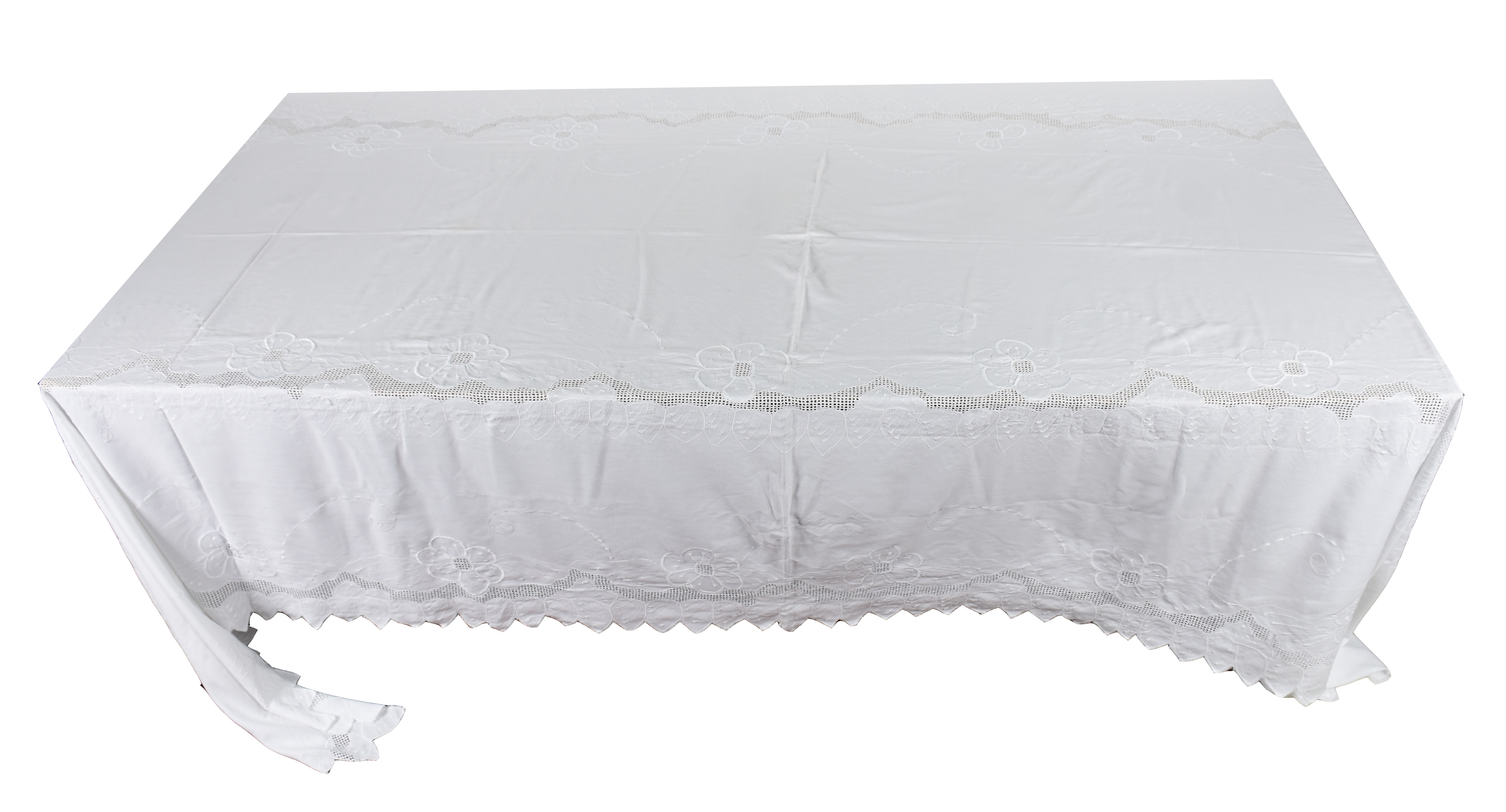 Toalha de mesa na cor branca com folhas. - foto 1 de 2
