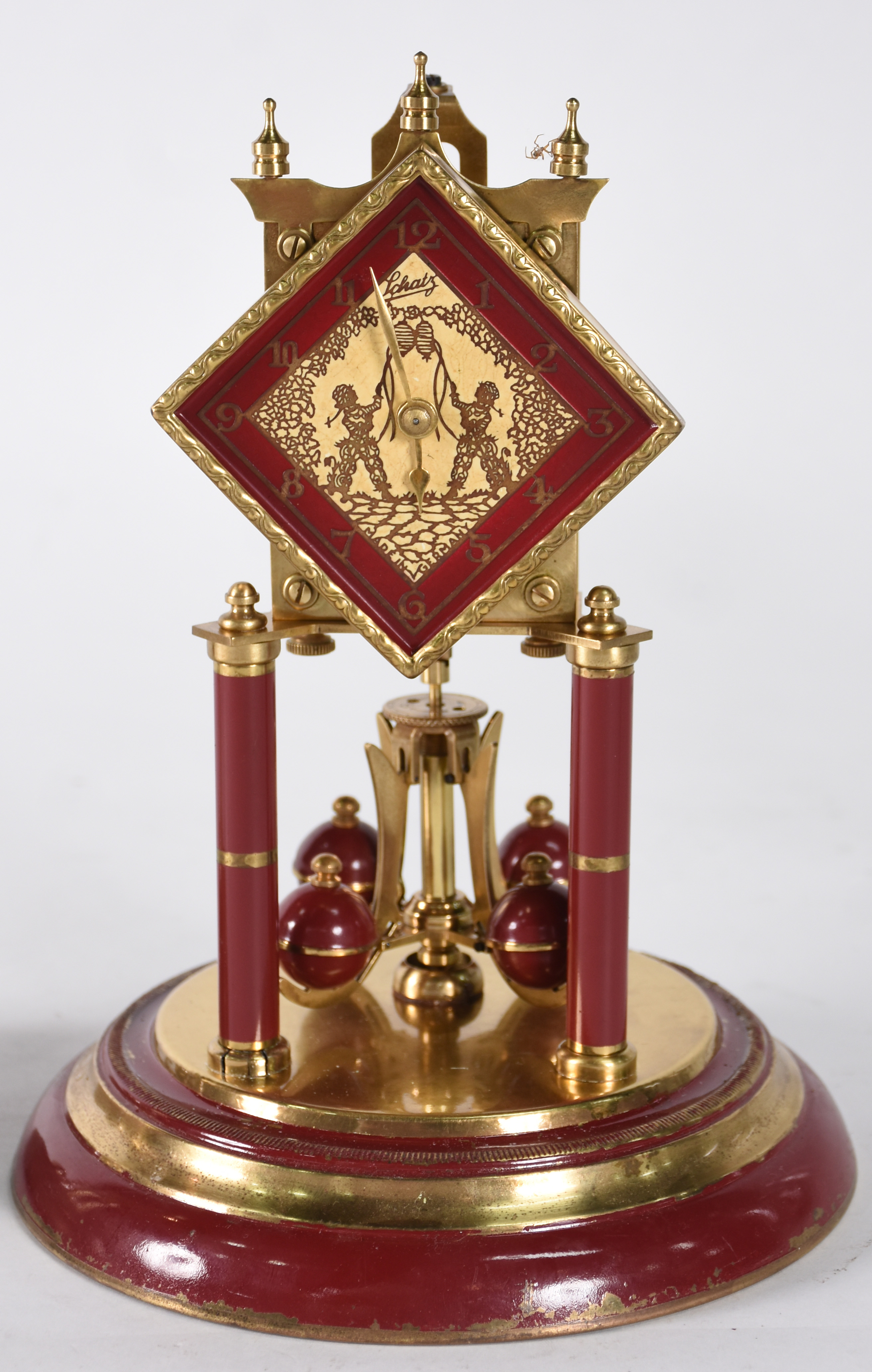 Dois relógios de mesa com redomas de vidro, sendo um Hermle (altura... - foto 2 de 8