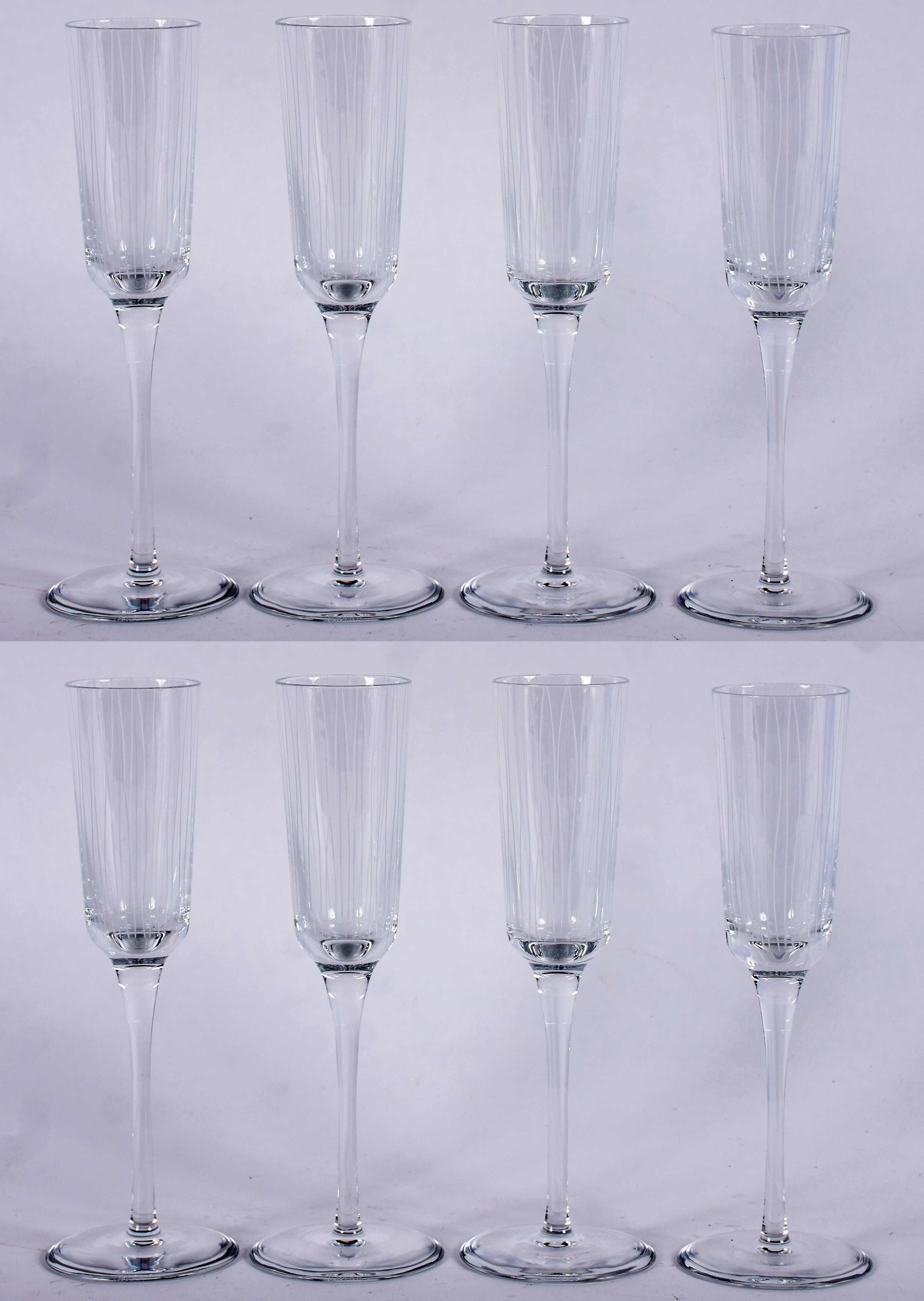 Oito flutes de cristal portugues Atlantis lapidação em frisos. - foto 1 de 3