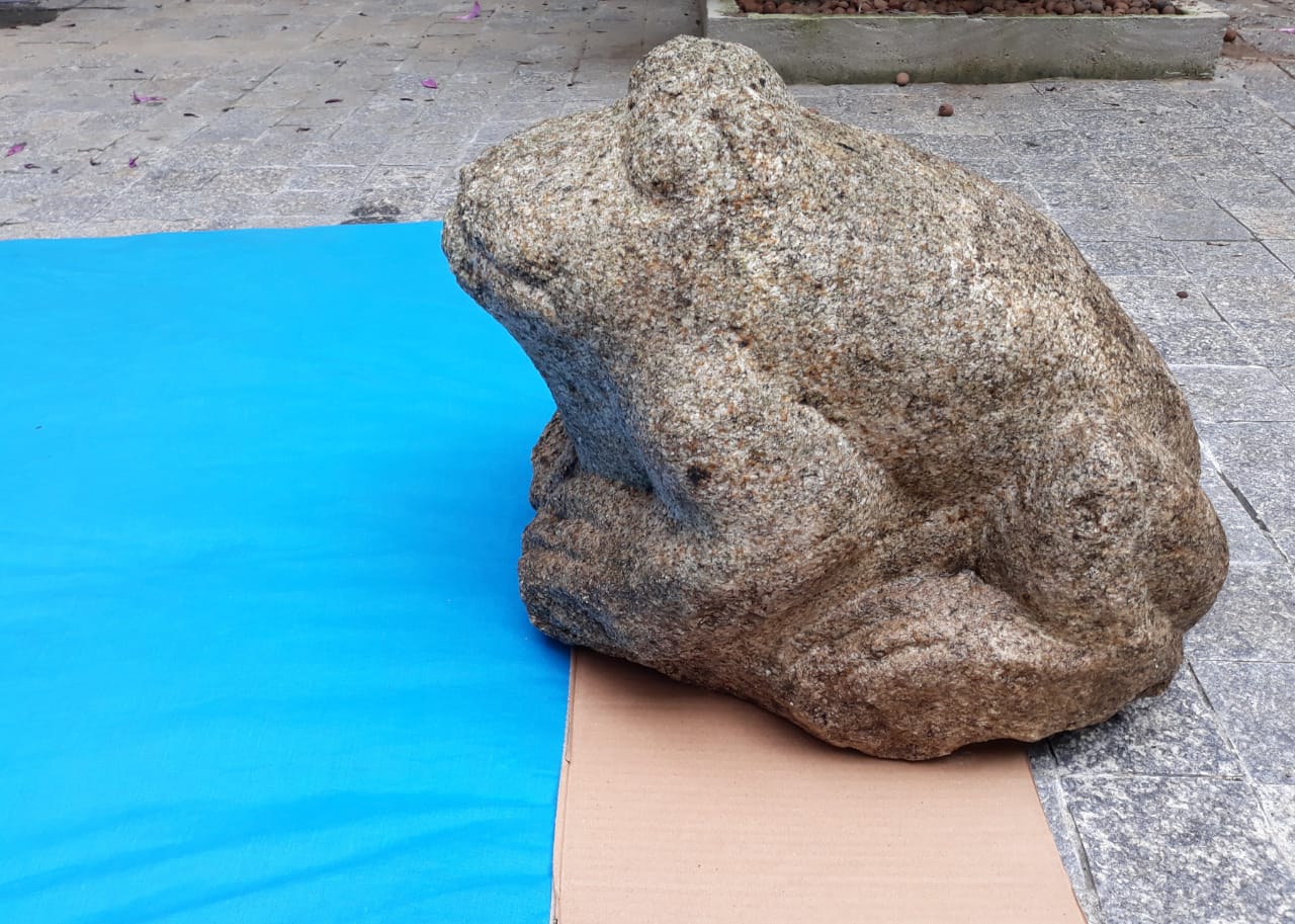Escultura de pedra sabão mineira, peça única, representando um sapo. - foto 2 de 3