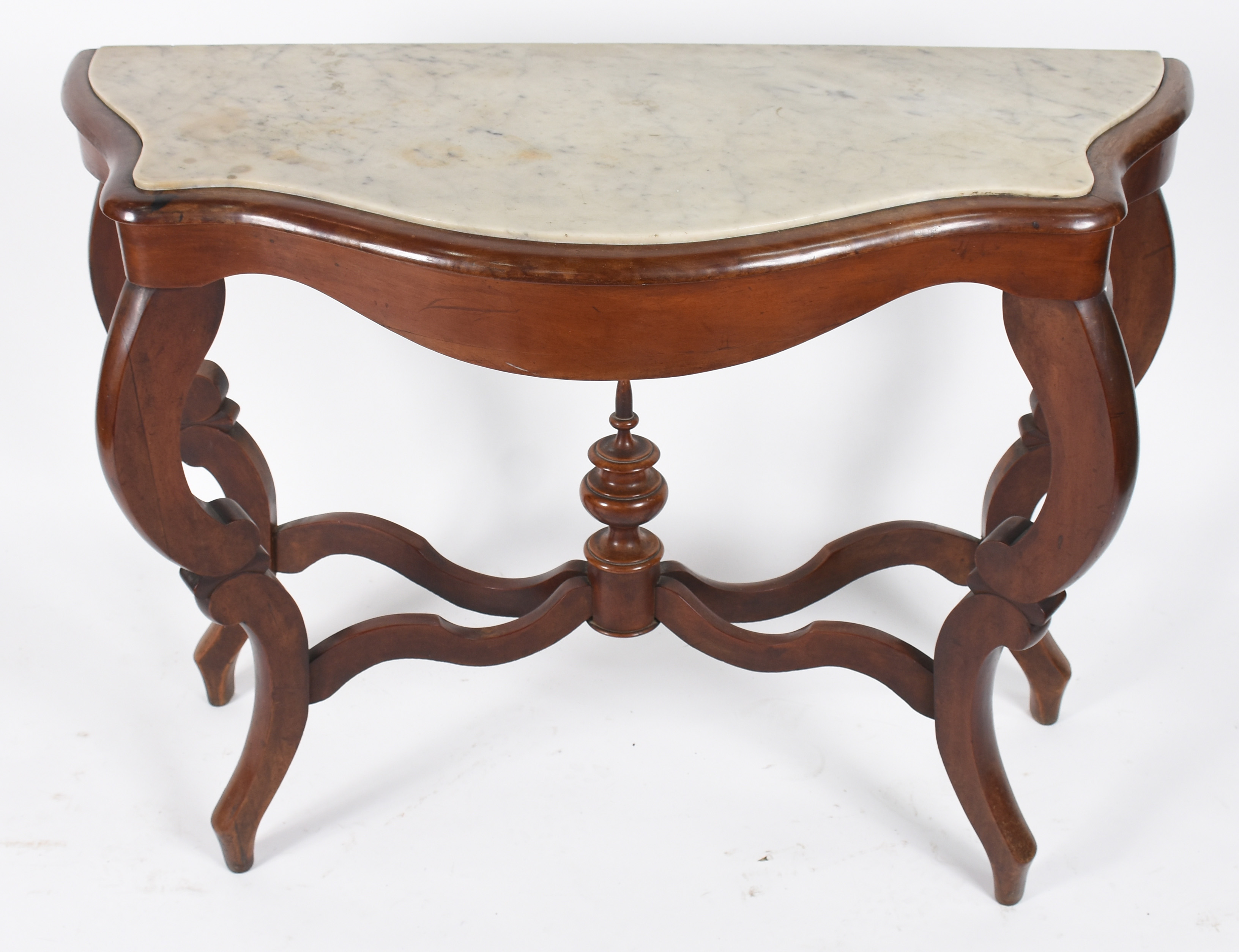 Console de madeira nobre estilo Luis Felipe com tampo de mármore... - foto 1 de 4