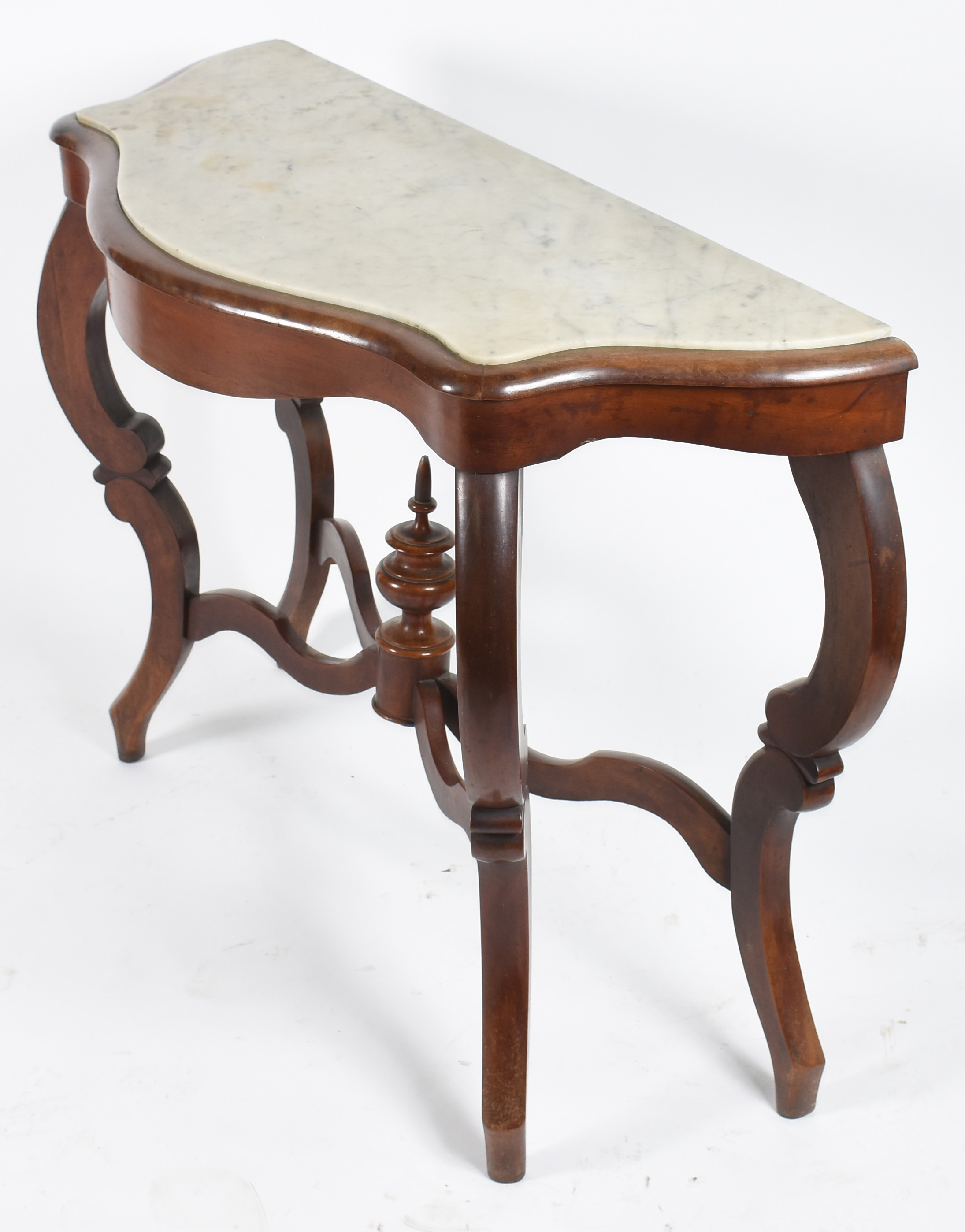 Console de madeira nobre estilo Luis Felipe com tampo de mármore... - foto 2 de 4