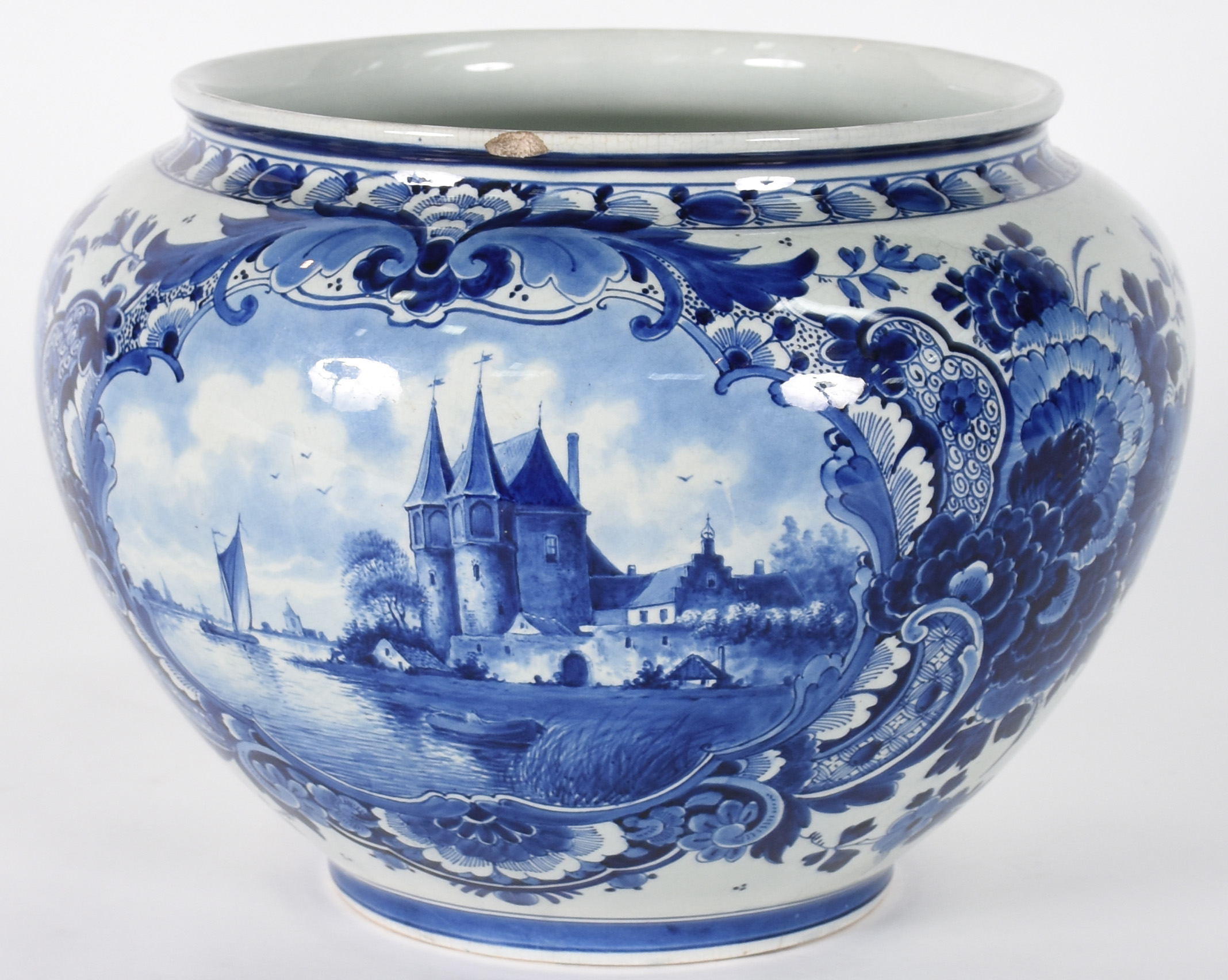 Cachepot de porcelana de DELFT em tons de azul (lascado na borda). - foto 2 de 5