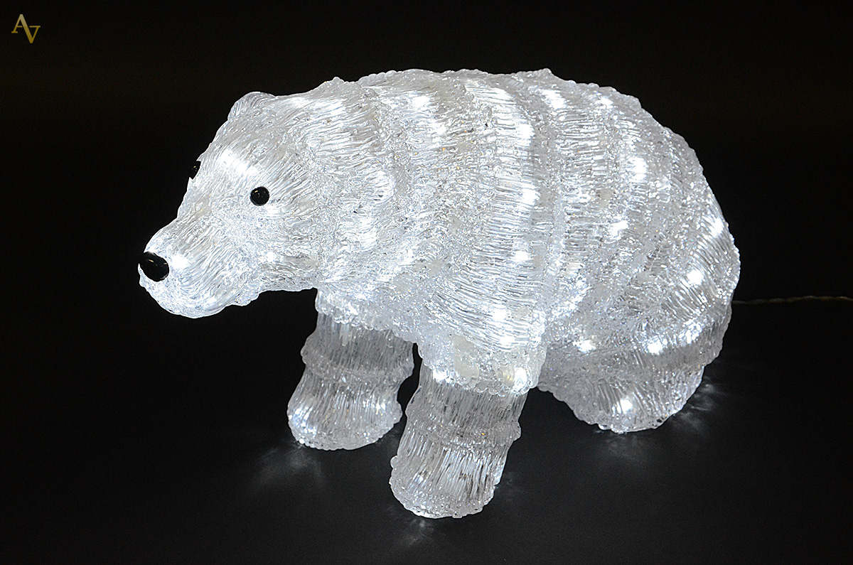 Luminária de acrílico feitio urso polar. Medidas 30 x 55 cm. - foto 1 de 2