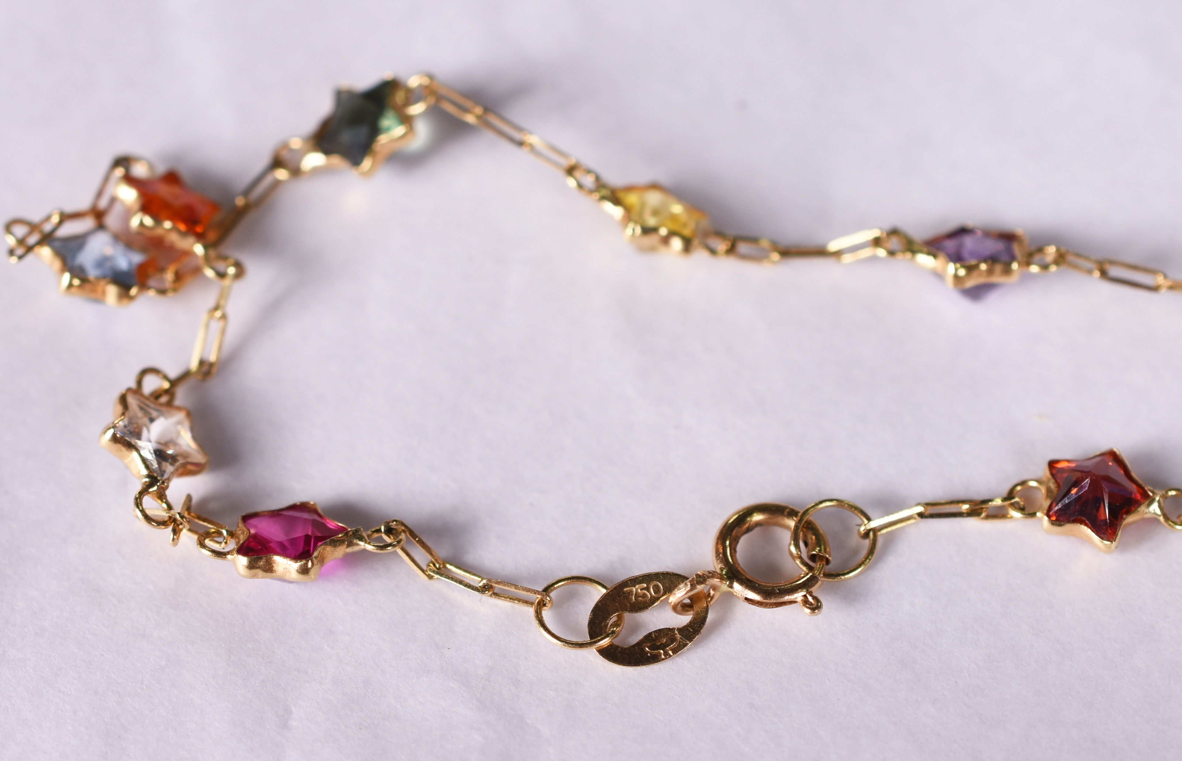 Pulseira de ouro amarelo 18 k com pedras coloridas. - foto 3 de 3