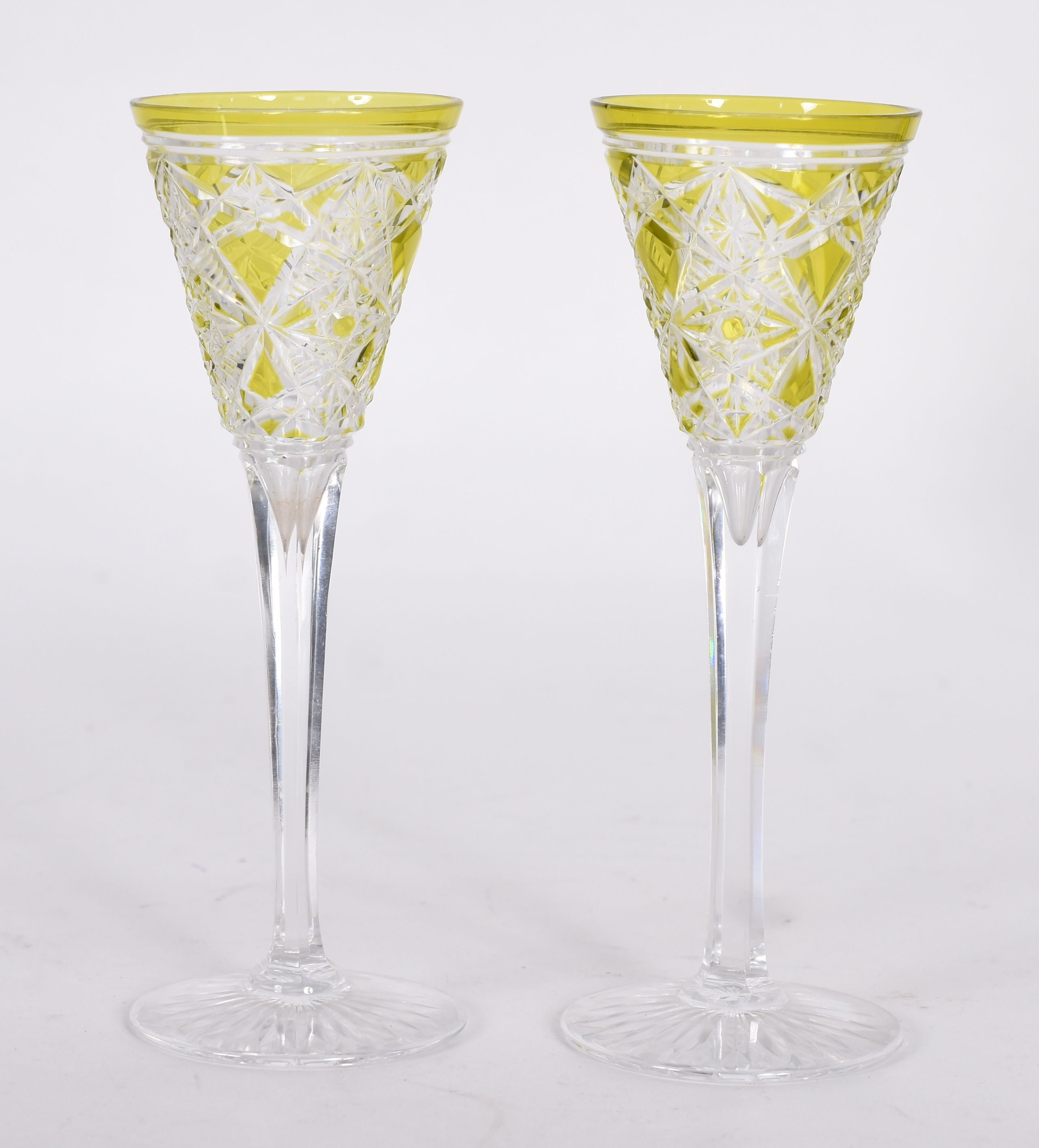 Conjunto de licoreira e 6 cálices de cristal lapidado doublé verde... - foto 3 de 3