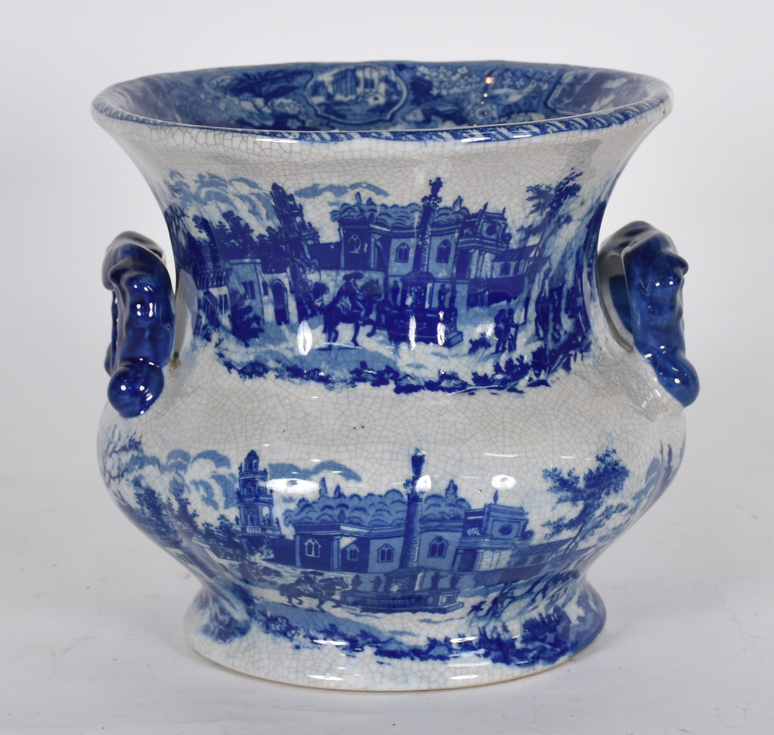Cachepot de porcelana oriental azul e branca. - foto 1 de 4