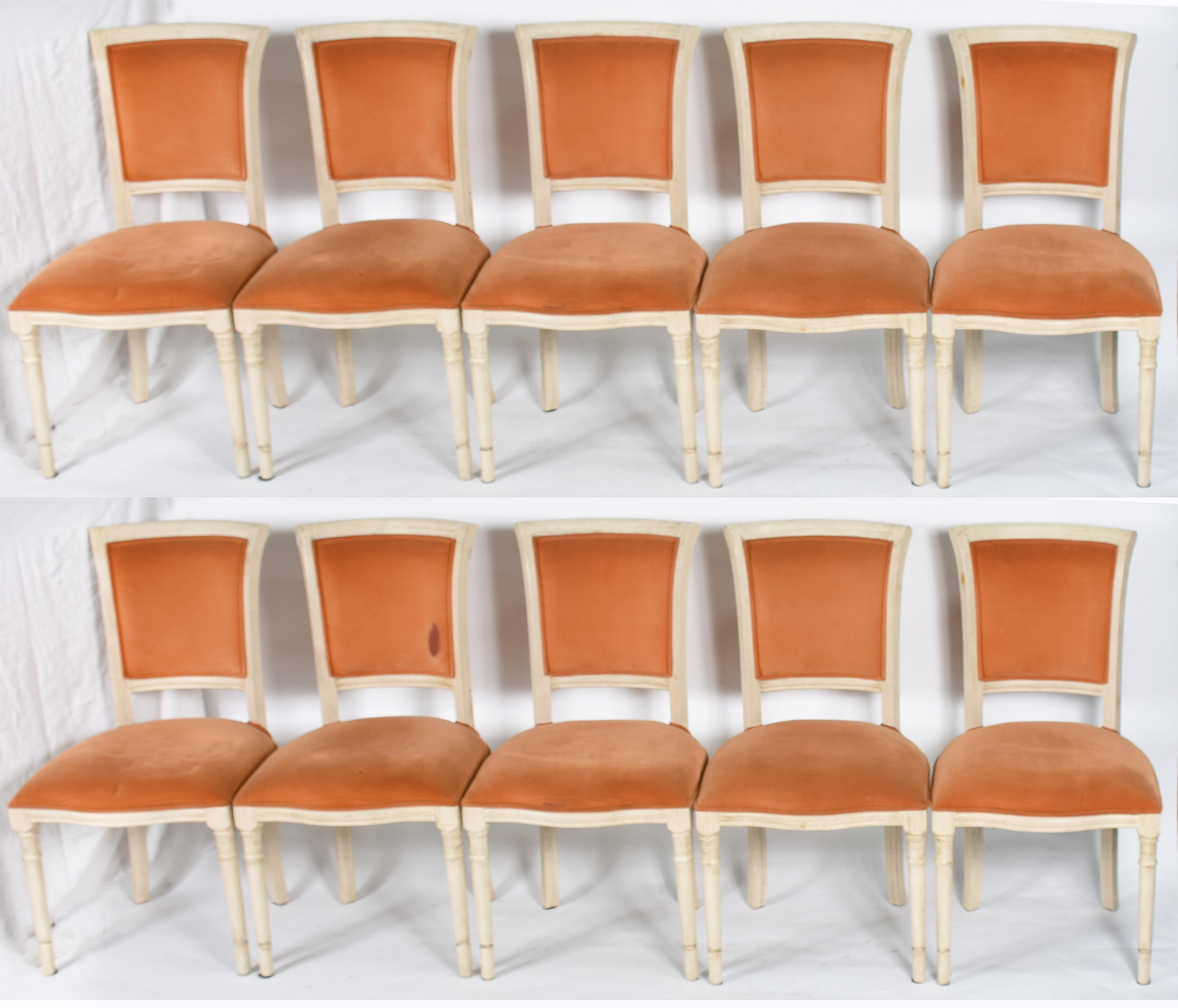Conjunto com 10 cadeiras para sala de jantar de madeira patinada de... - foto 1 de 3