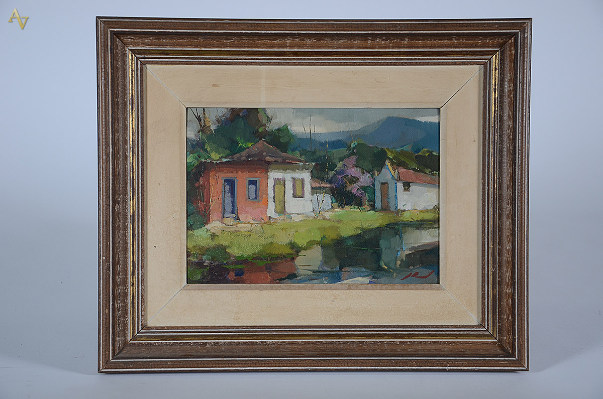 ARMÍNIO PASCUAL - Paisagem com casas - ose - 24 x 34