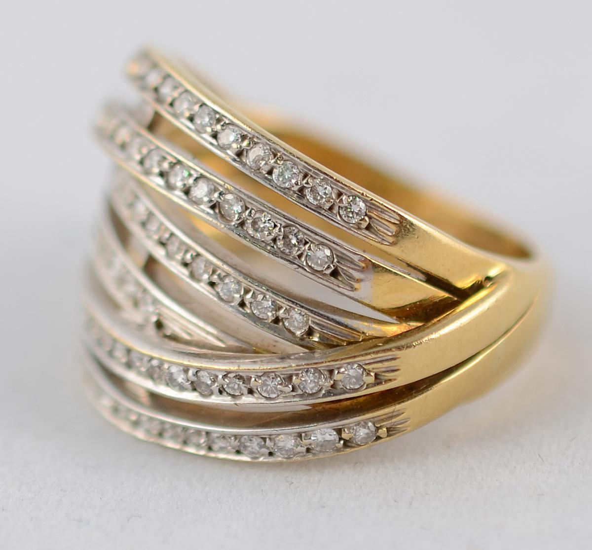 Anelão em ouro 18 k, modelo estilizado com 86 brilhantes c/... - foto 2 de 3