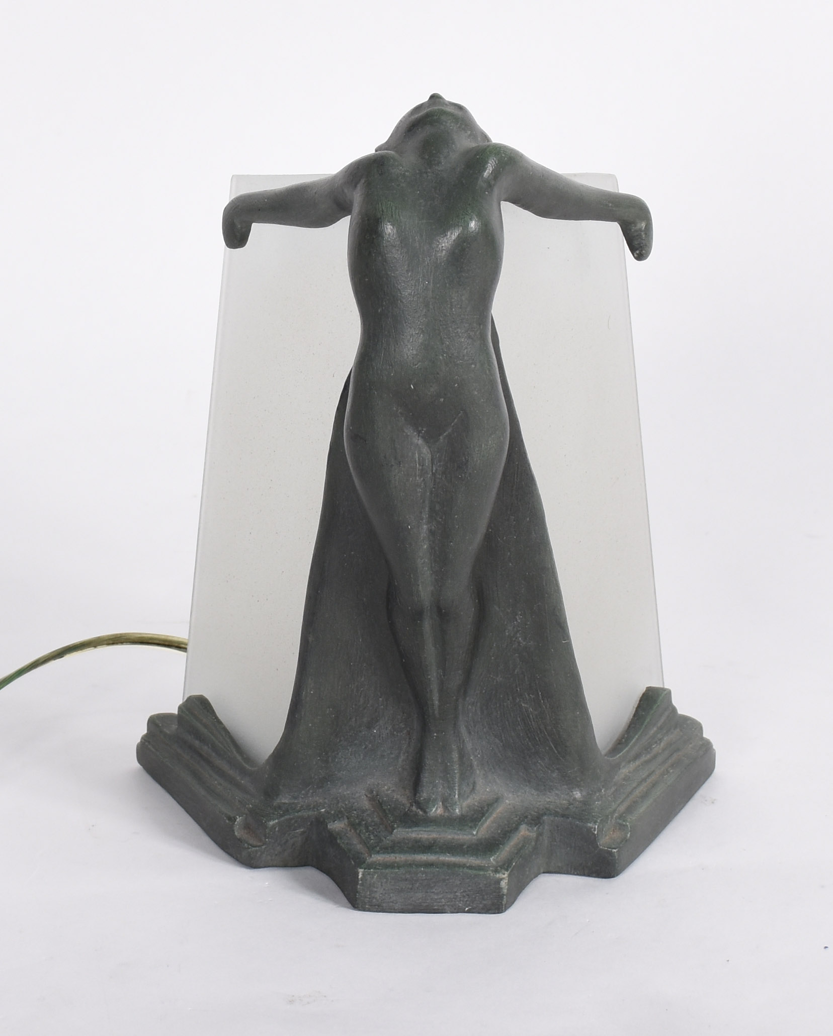 Luminária de metal representando figura feminina estilo Art Deco - foto 5 de 6