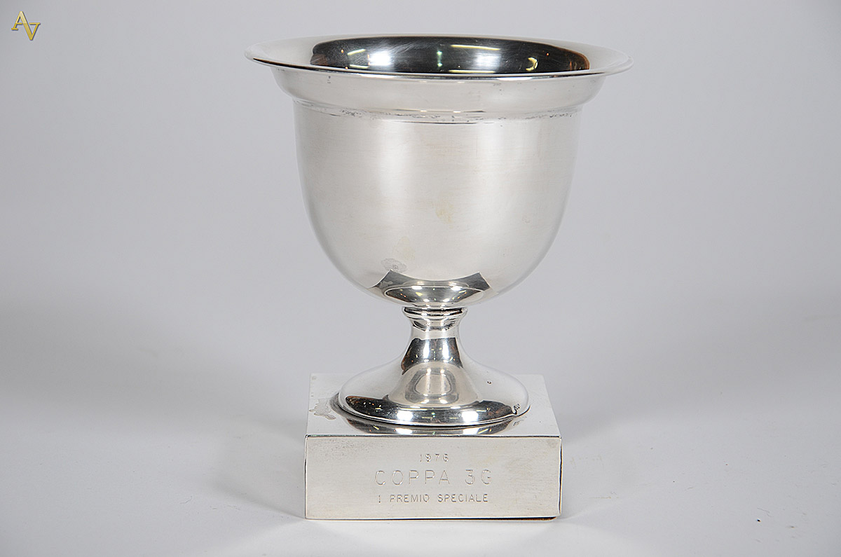 Taça em prata 800 mls contrastada, inscrição na base - 1976, oppa 3 G... - foto 1 de 3
