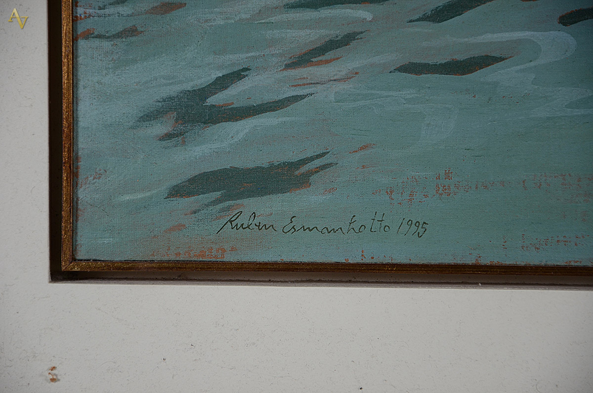 RUBEM ESMANHOTTO - vinil encerado - 50 X 60 - Cabo Frio 1995 - foto 3 de 4