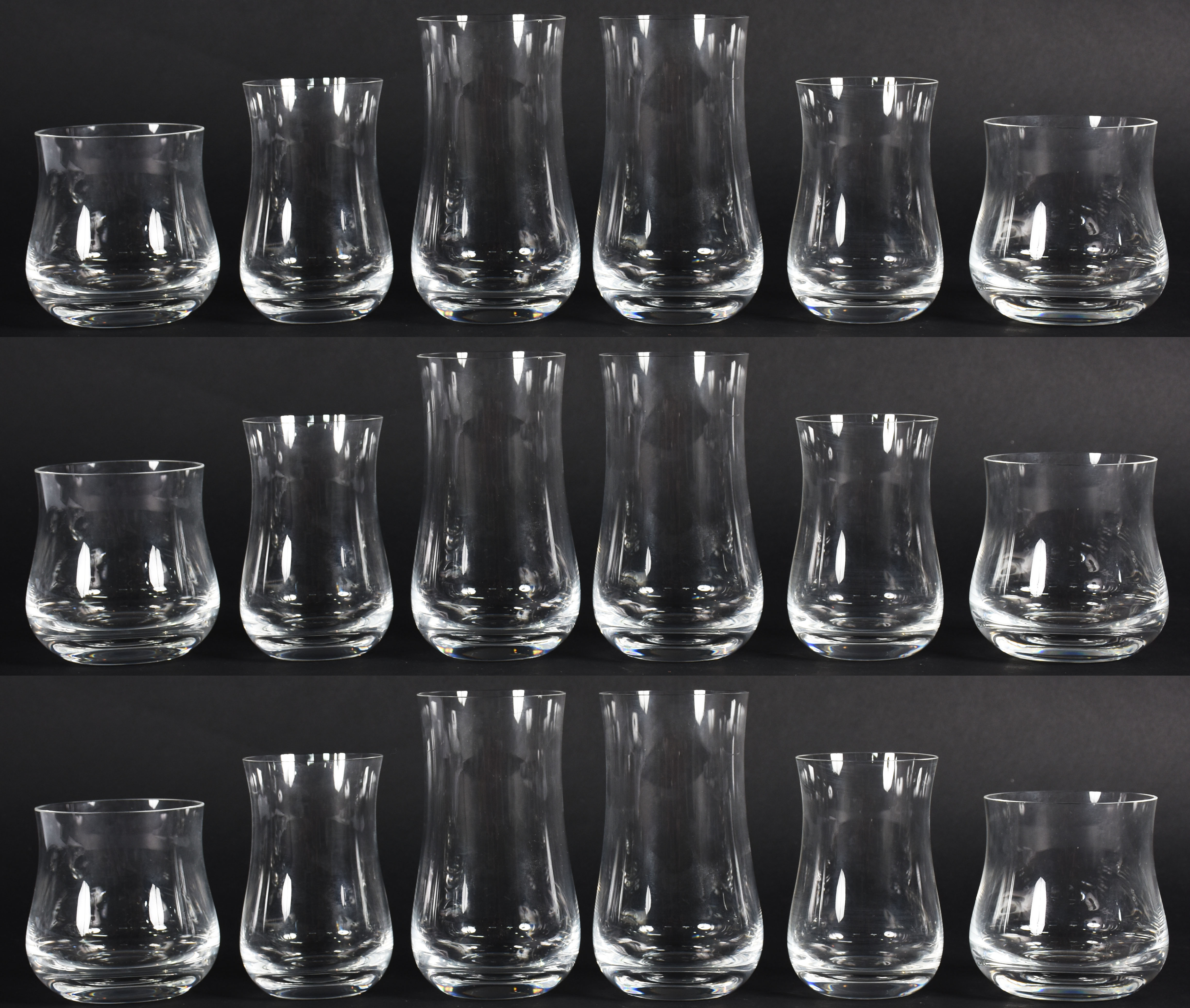 Serviço com 33 copos lisos de cristal, sendo 12 baixos para whisky, 9... - foto 1 de 3