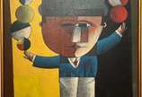 Inos Corradin (1929), Equilibrista com Chapéu - Óleo s/ tela, ass. inf. dir. e ass. titulado no verso.
