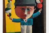Inos Corradin (1929), Equilibrista com Chapéu - Óleo s/ tela, ass. inf. dir. e ass. titulado no verso.
