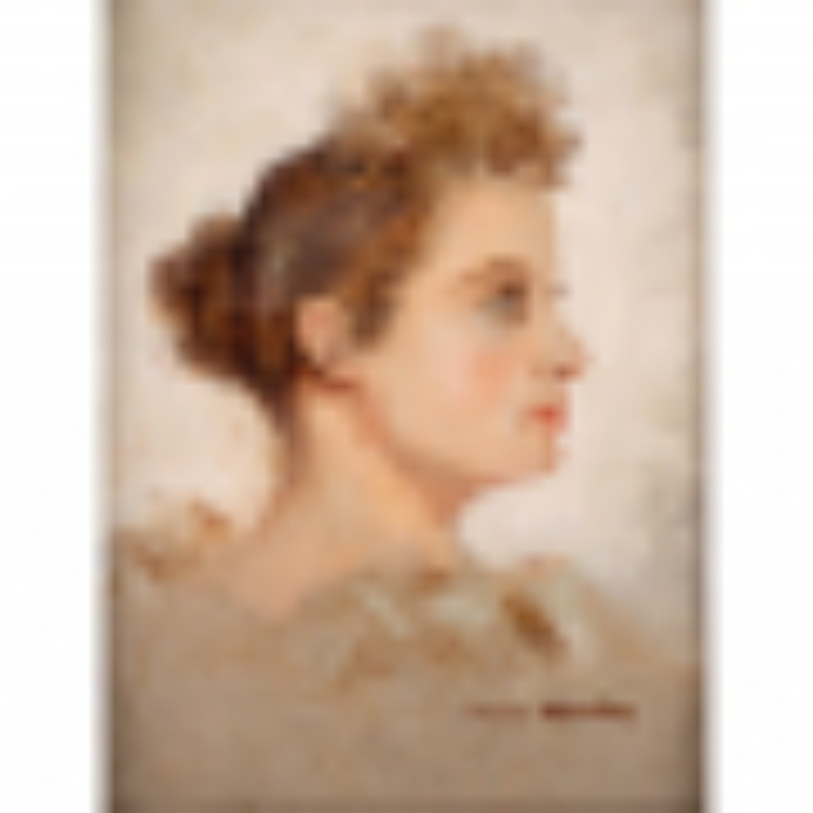 Henri Martin. Perfil de mulher. Óleo s/ tela, ass. inf. dir. 23,5 x... - foto 2 de 3