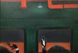 Gerson de Souza (1926-2008), A Fornalha - Óleo s/ tela, ass. dat. 59 inf. esq. e ass. dat. 1959, sit. Rio, tit. com dedicatória e etiqueta e carimbo do Salão de Arte Moderna 1959 no verso<br>