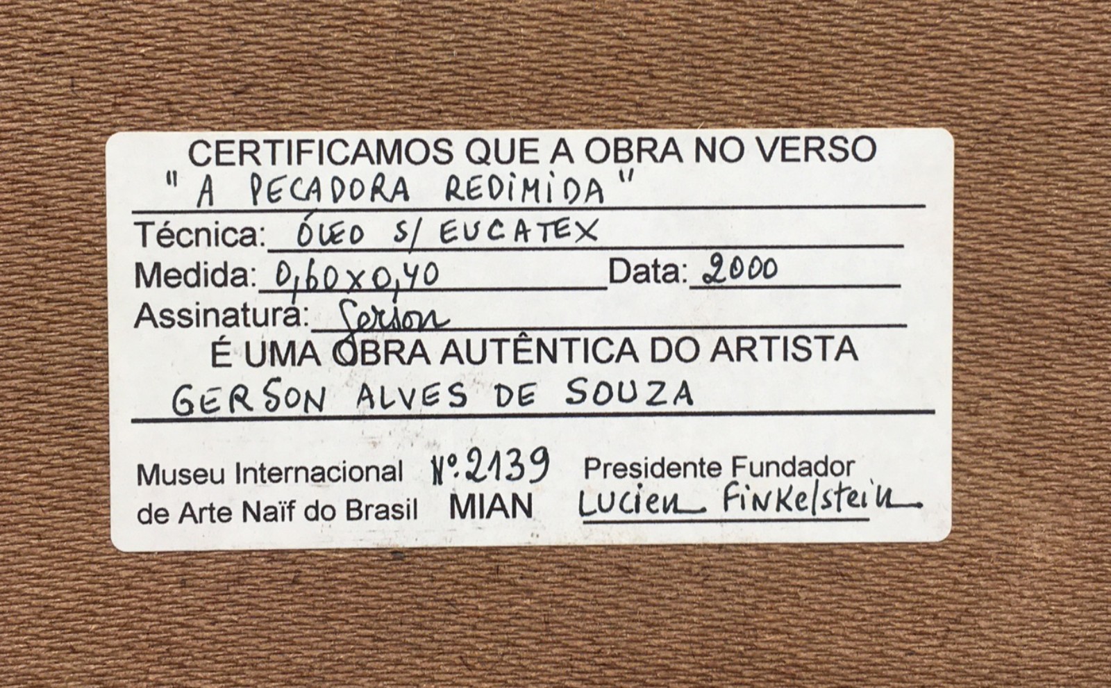 Gerson de Souza (1926-2008), A Pecadora Redimida - foto 3 de 5