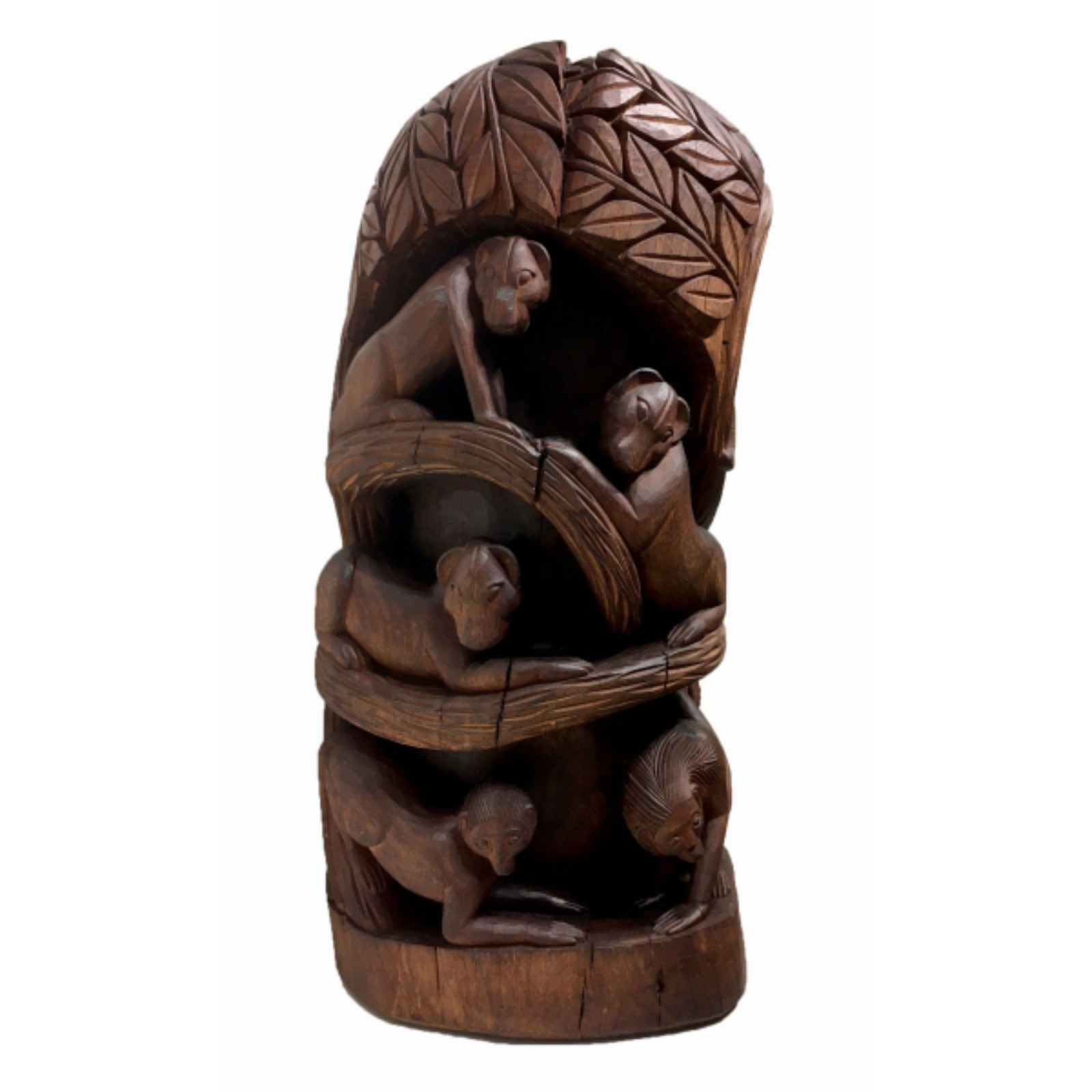 Antonio Julião - Coluna de animais. Escultura em madeira maciça, ass... - foto 1 de 2